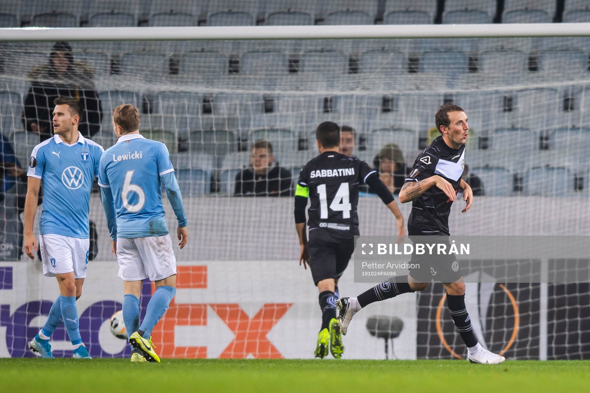 Alexander Gerndt of Lugano celebrates after 2-1 during the Europa League match between Malmö FF and Lugano on October 24, 2019 in Malmö.