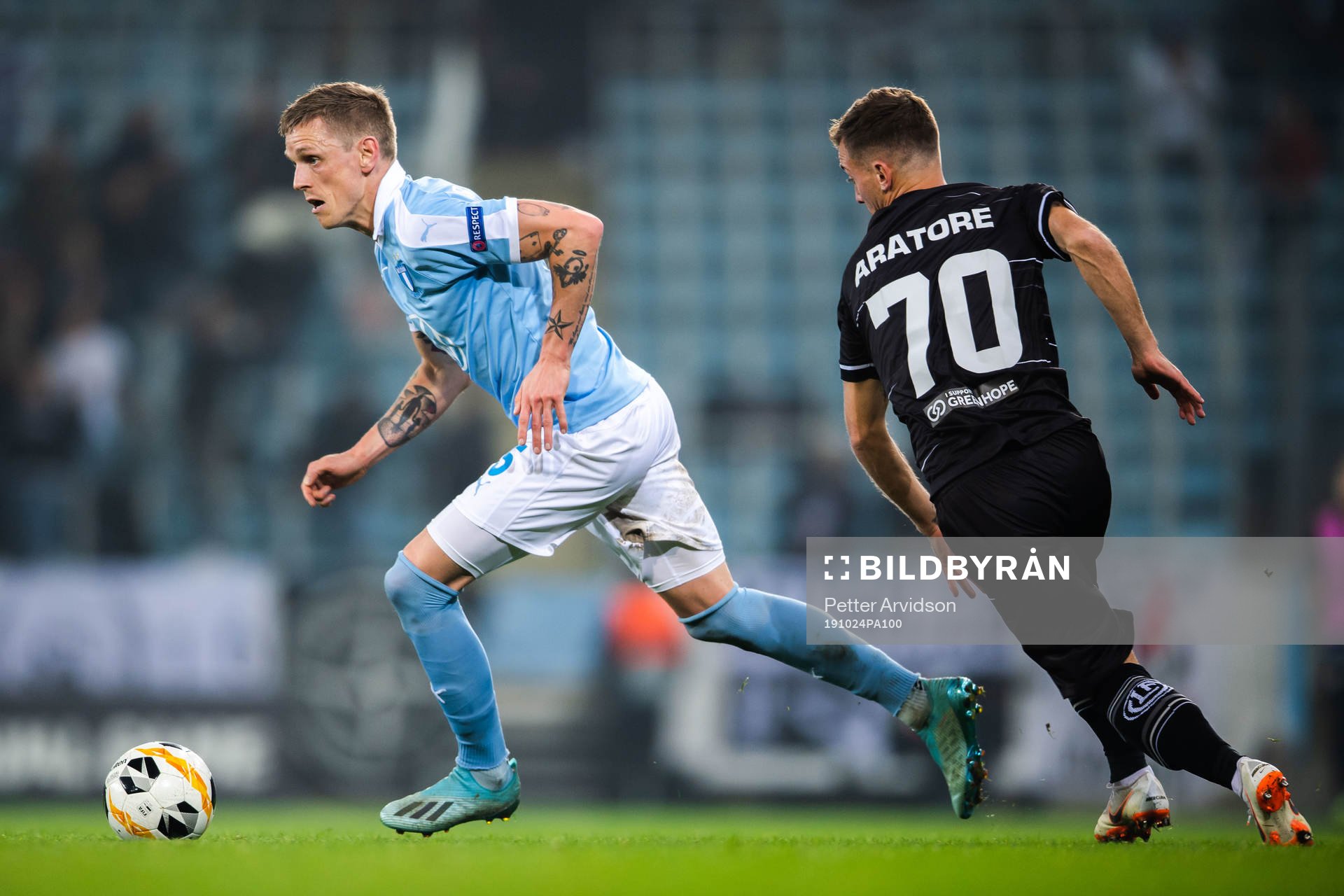 Sören Rieks of Malmö FF and Marco Aratore of Lugano