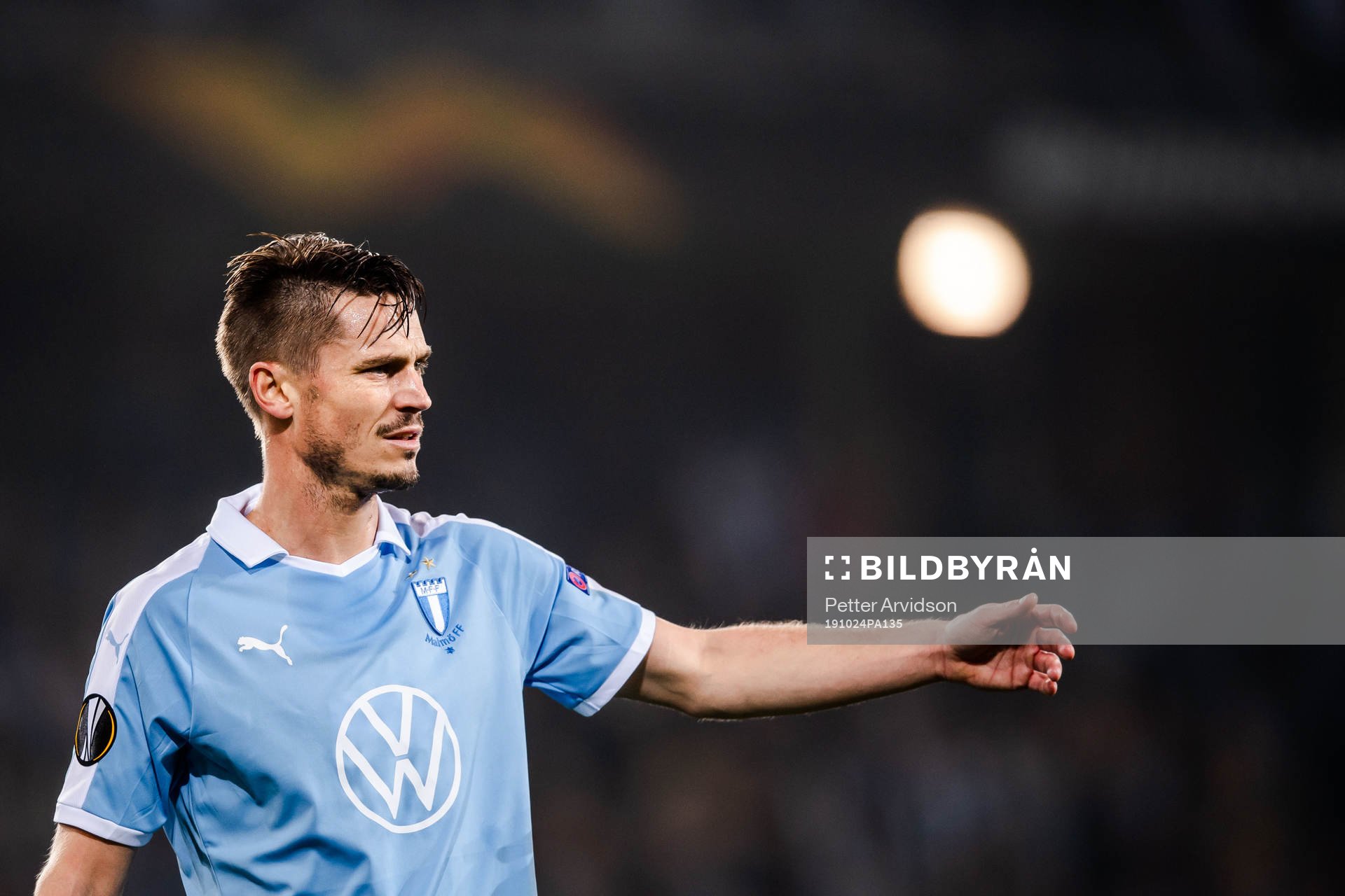 Markus Rosenberg of Malmö FF celebrates after the Europa League match between Malmö FF and Lugano on October 24, 2019 in Malmö.