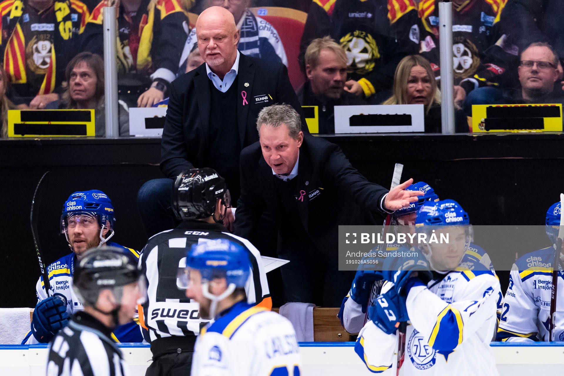 Leksands assisterande tränare Jens Nielsen diskuterar med