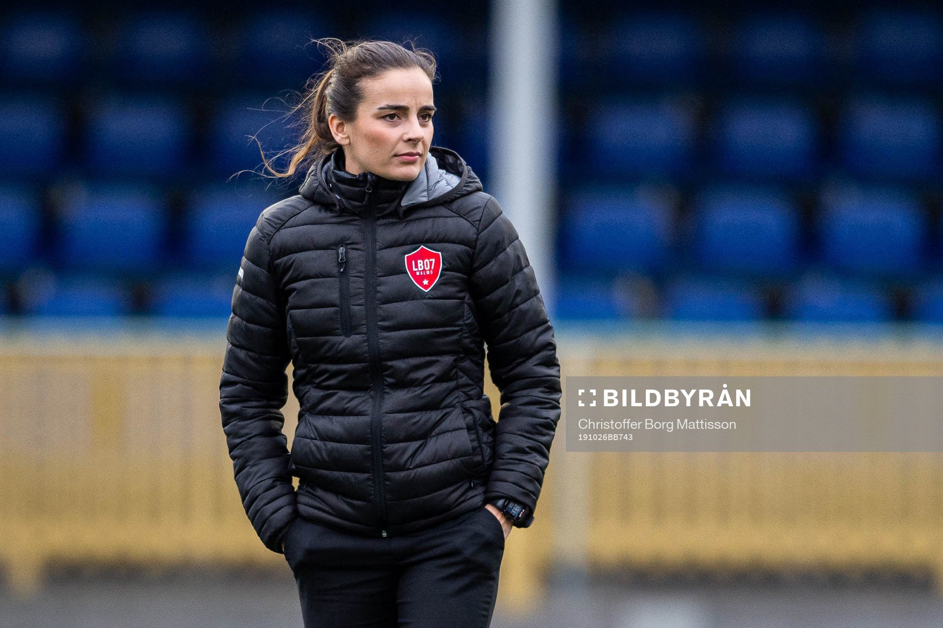 Limhamn Bunkeflos tränare Renée Slegers inför fotbollsmatchen i Damallsvenskan mellan Limhamn Bunkeflo och Kopparbergs/Göteborg den 26 oktober 2019 i Malmö.