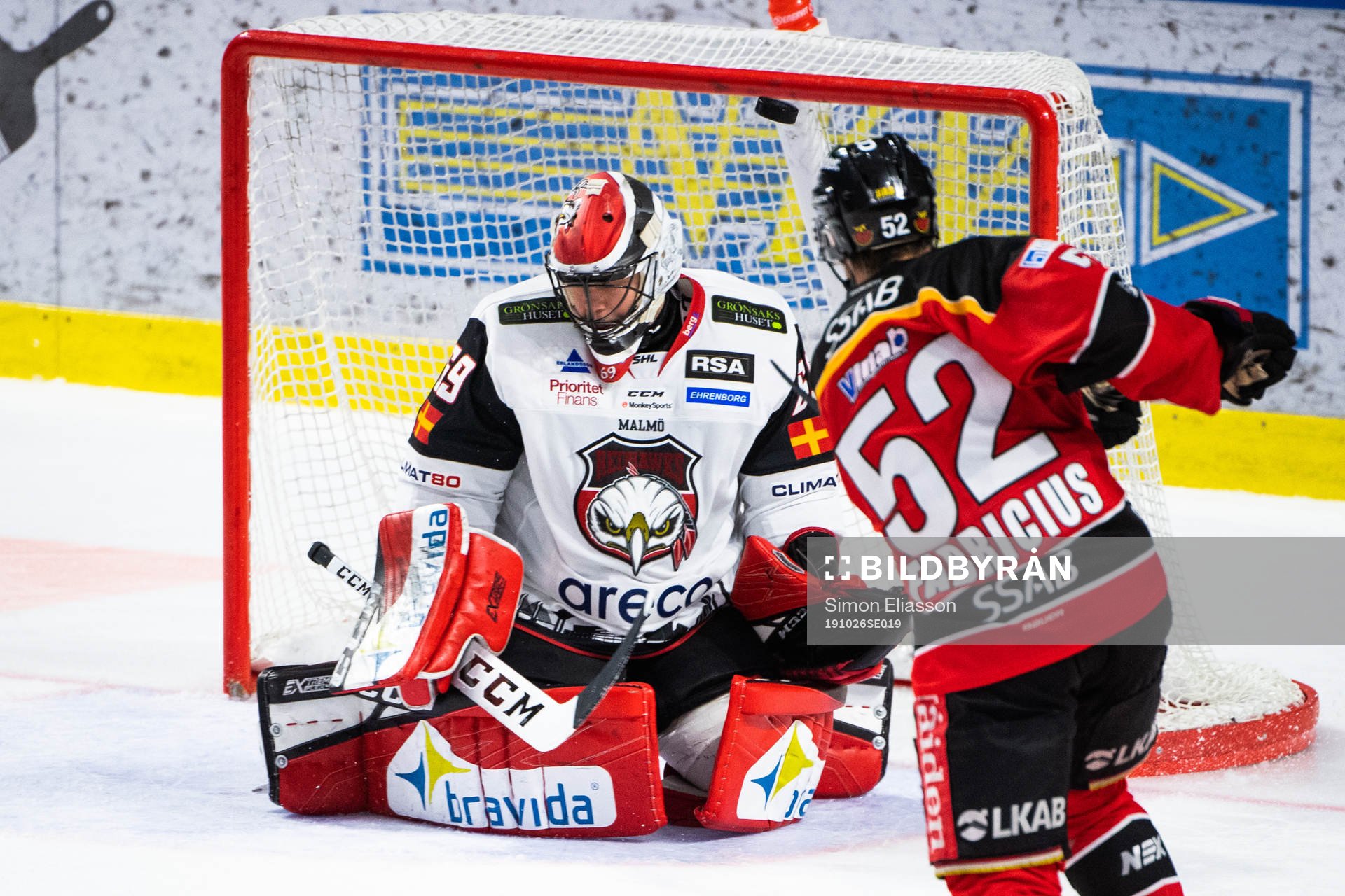 Malmö Redhawks målvakt Oscar Alsenfelt och Luleås Karl