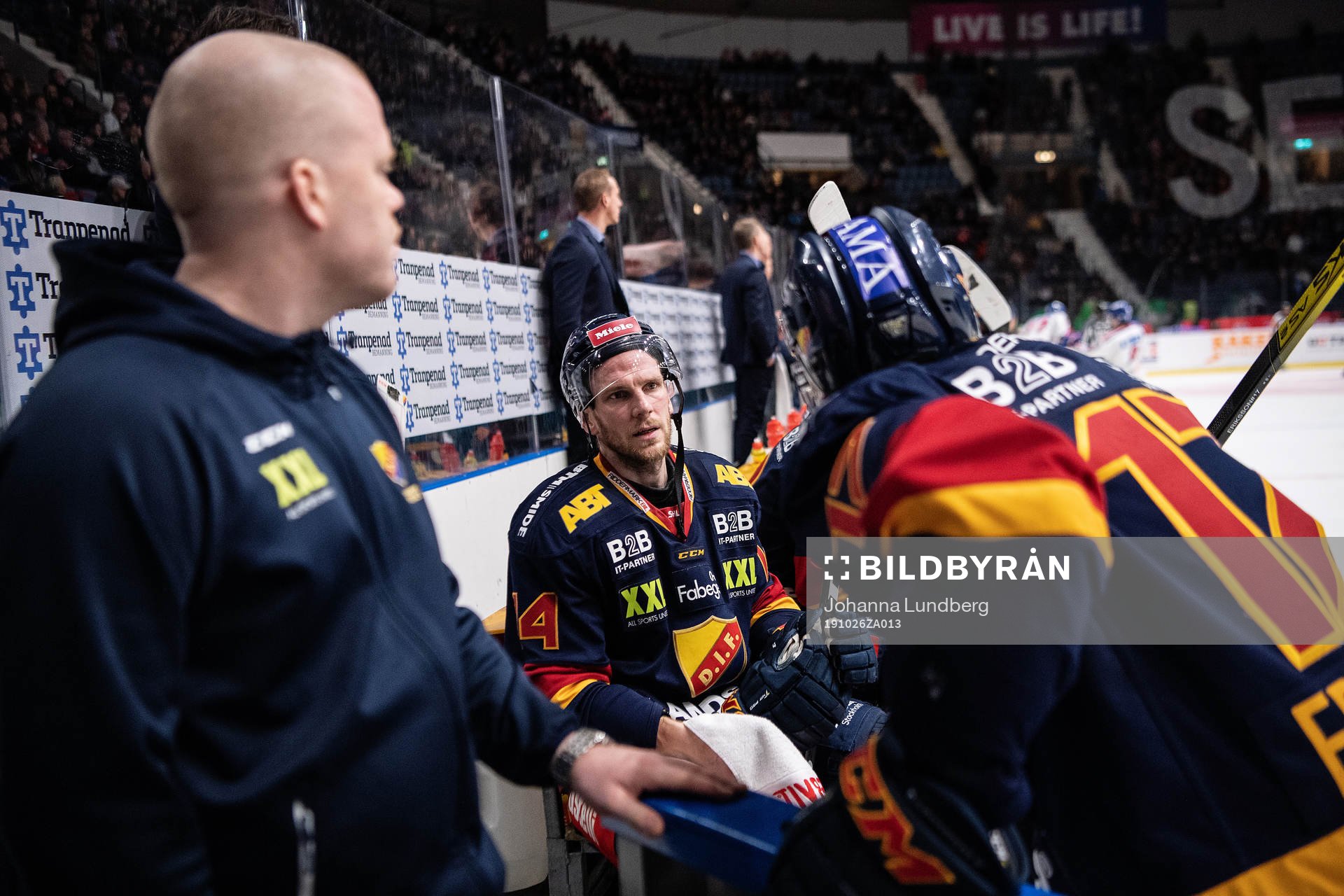 Djurgårdens Tom Wandell sitter skadad på bänken