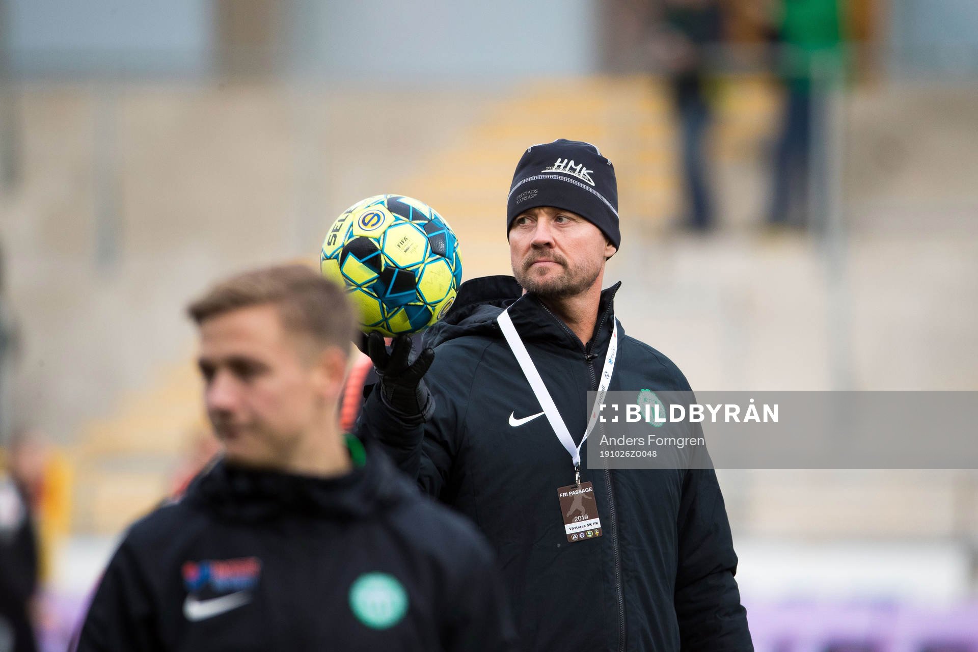 Västerås tränare Peter Markstedt före fotbollsmatchen i Superettan mellan Västerås och GAIS den 26 oktober 2019 i Västerås.