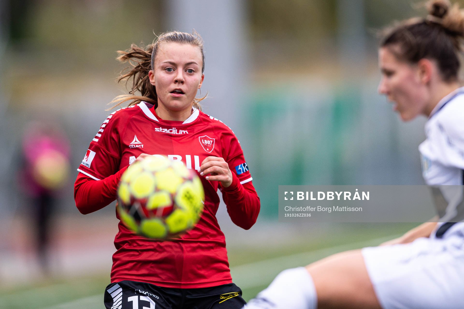 Limhamn Bunkeflos Olga Ahtinen under fotbollsmatchen i Damallsvenskan mellan Limhamn Bunkeflo och Kopparbergs/Göteborg den 26 oktober 2019 i Malmö.