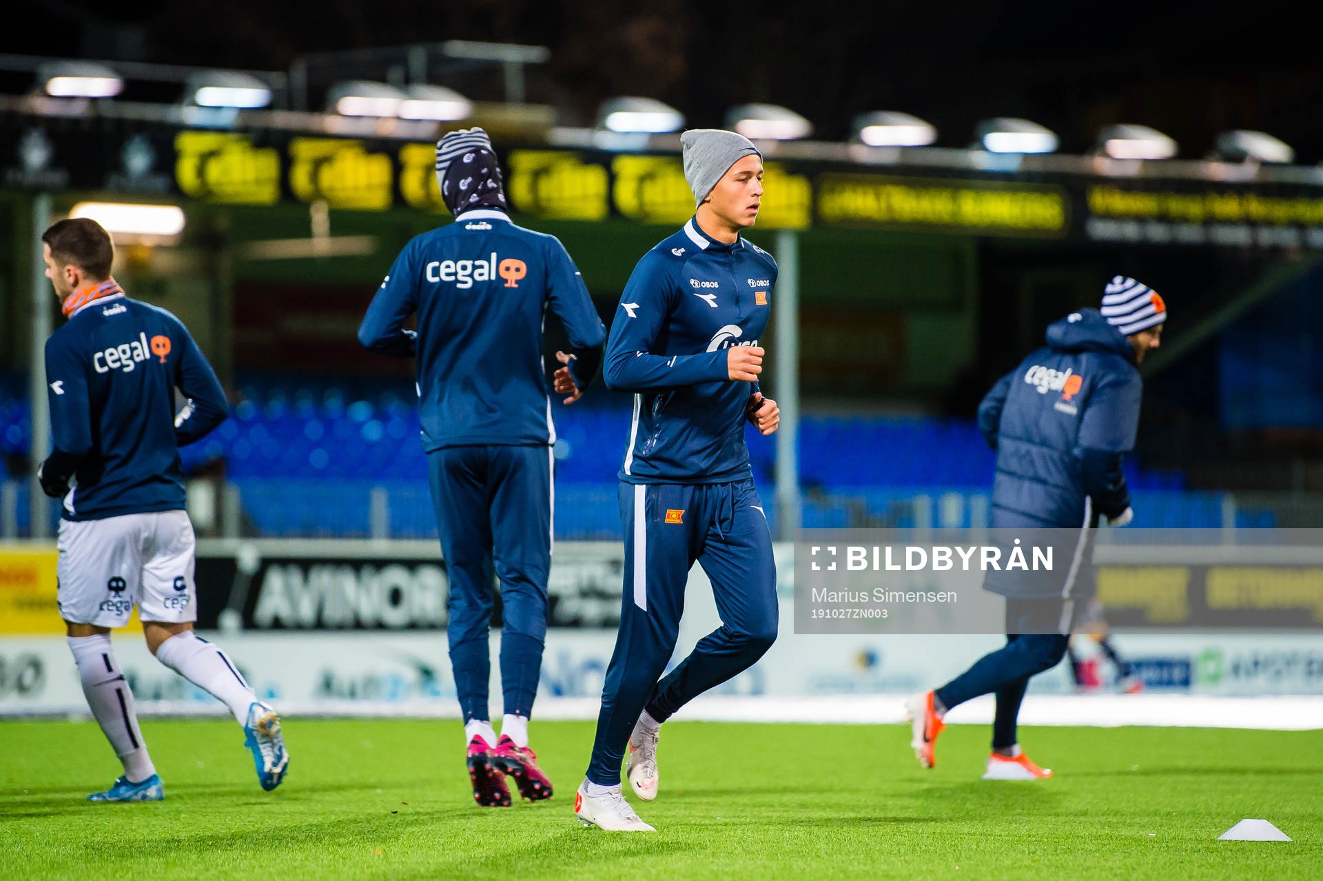 Adrian Nilsen Pereira of Viking during warm-up ahead of the Eliteserien match between Kristiansund and Viking on October 27, 2019 in Kristiansund.