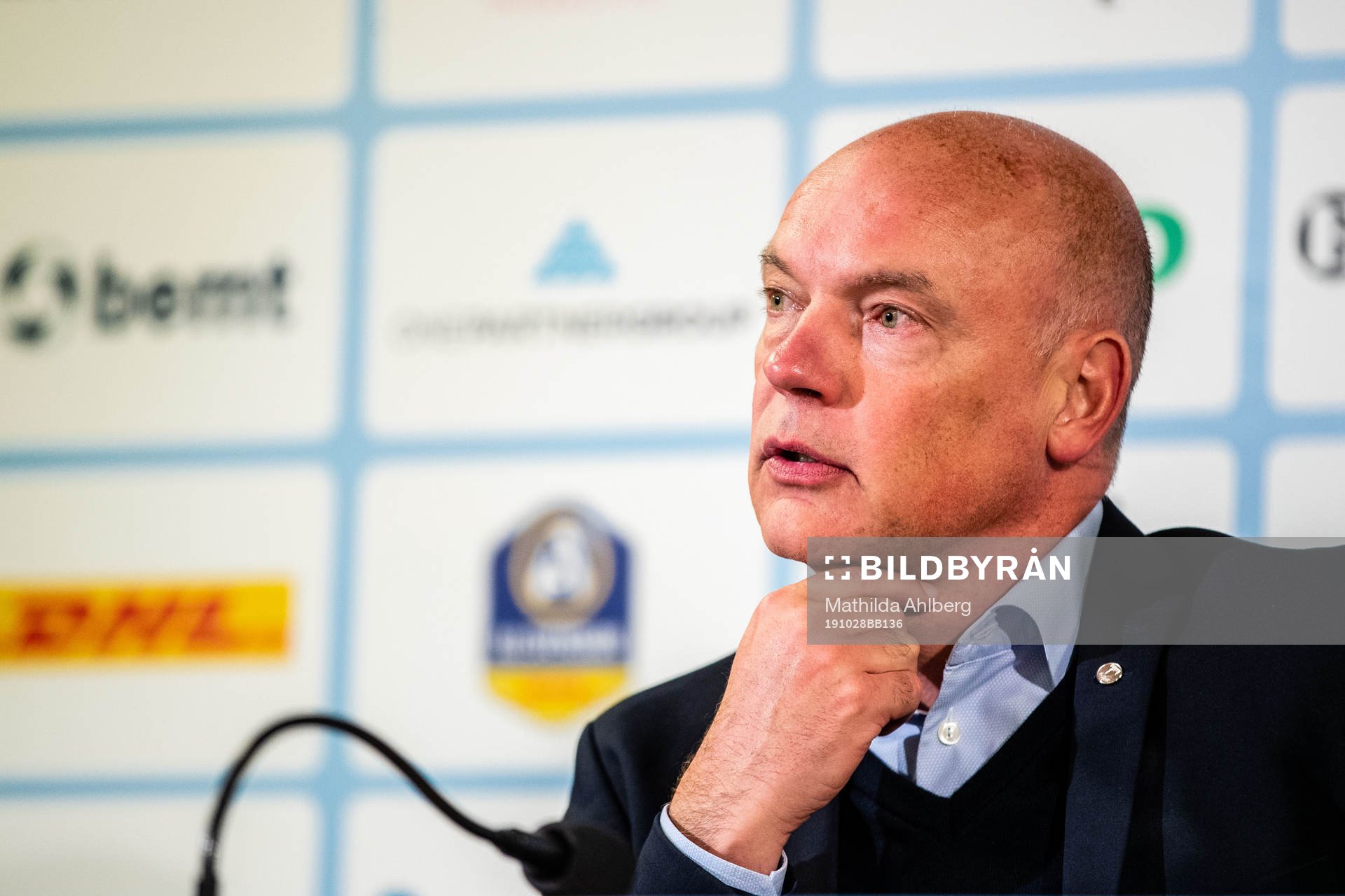 Malmö FFs tränare Uwe Rösler under presskonferensen efter fotbollsmatchen i Allsvenskan mellan Malmö FF och AIK den 28 oktober 2019 i Malmö.