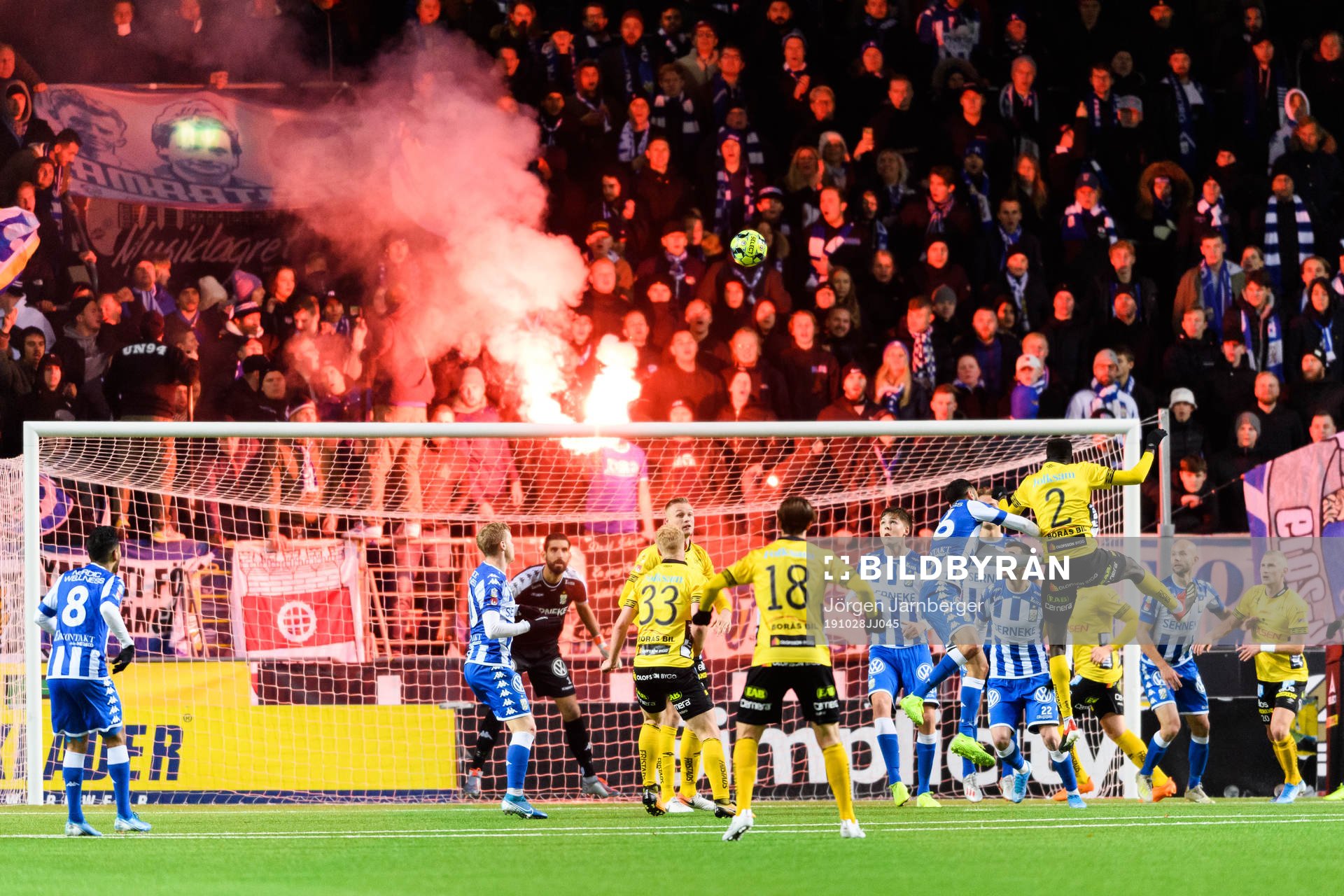 Kamp framför IFK Göteborgs mål under fotbollsmatchen i Allsvenskan mellan Elfsborg och IFK Göteborg den 28 oktober 2019 i Borås.