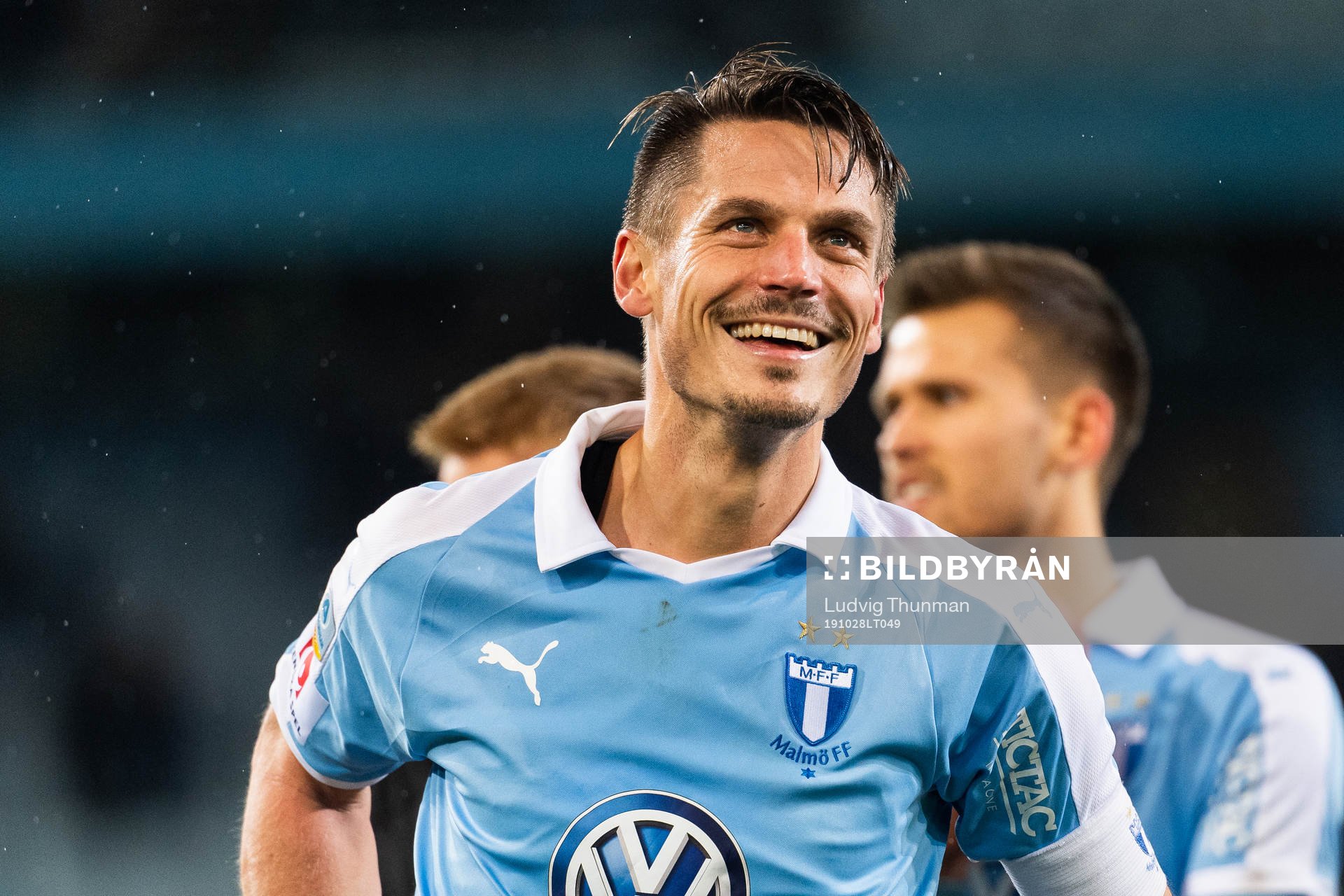 Malmö FFs Markus Rosenberg jublar efter fotbollsmatchen i Allsvenskan mellan Malmö FF och AIK den 28 oktober 2019 i Malmö.