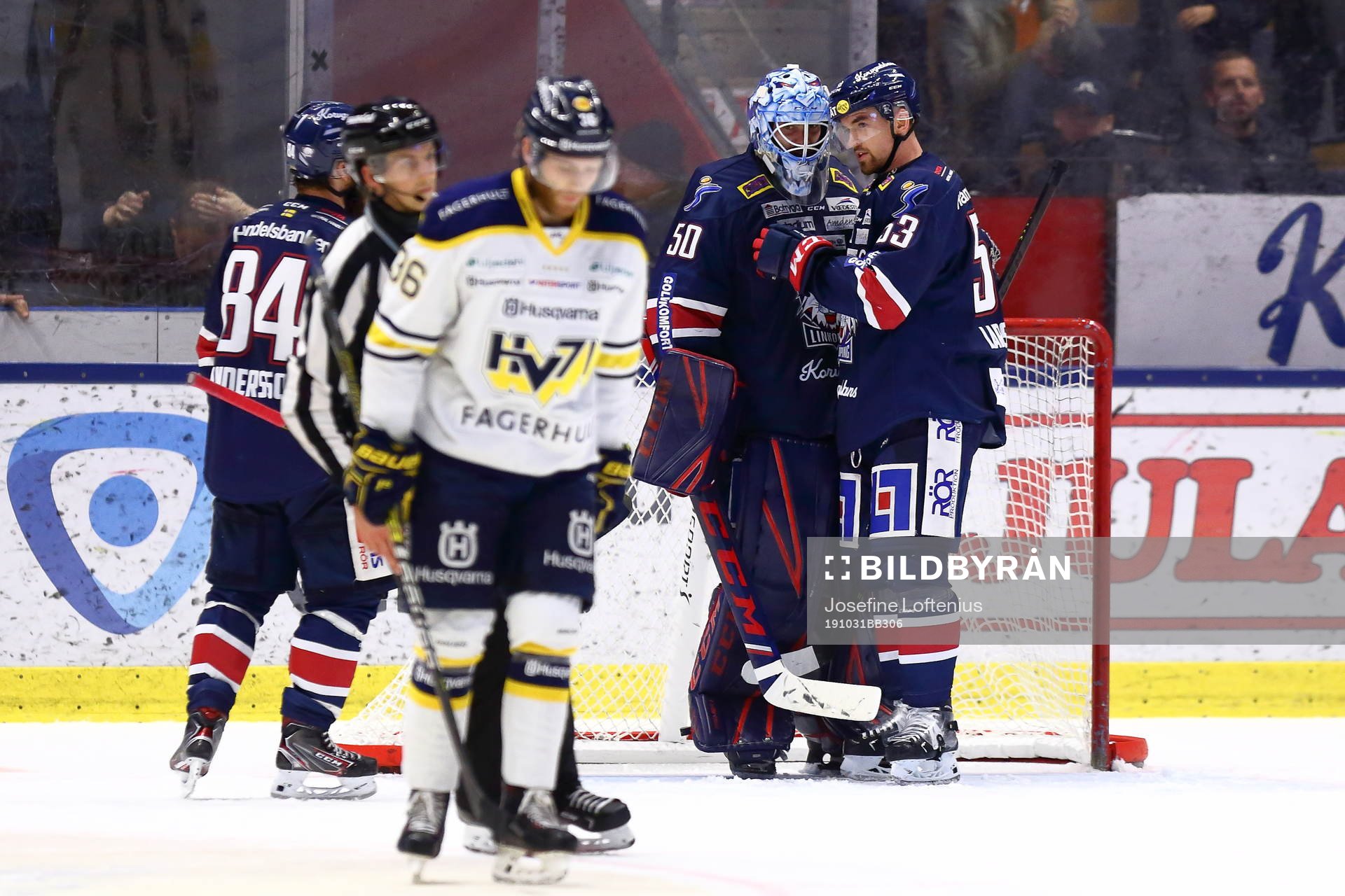 Linköpings målvakt Jonas Gustavsson och Eddie Larsson