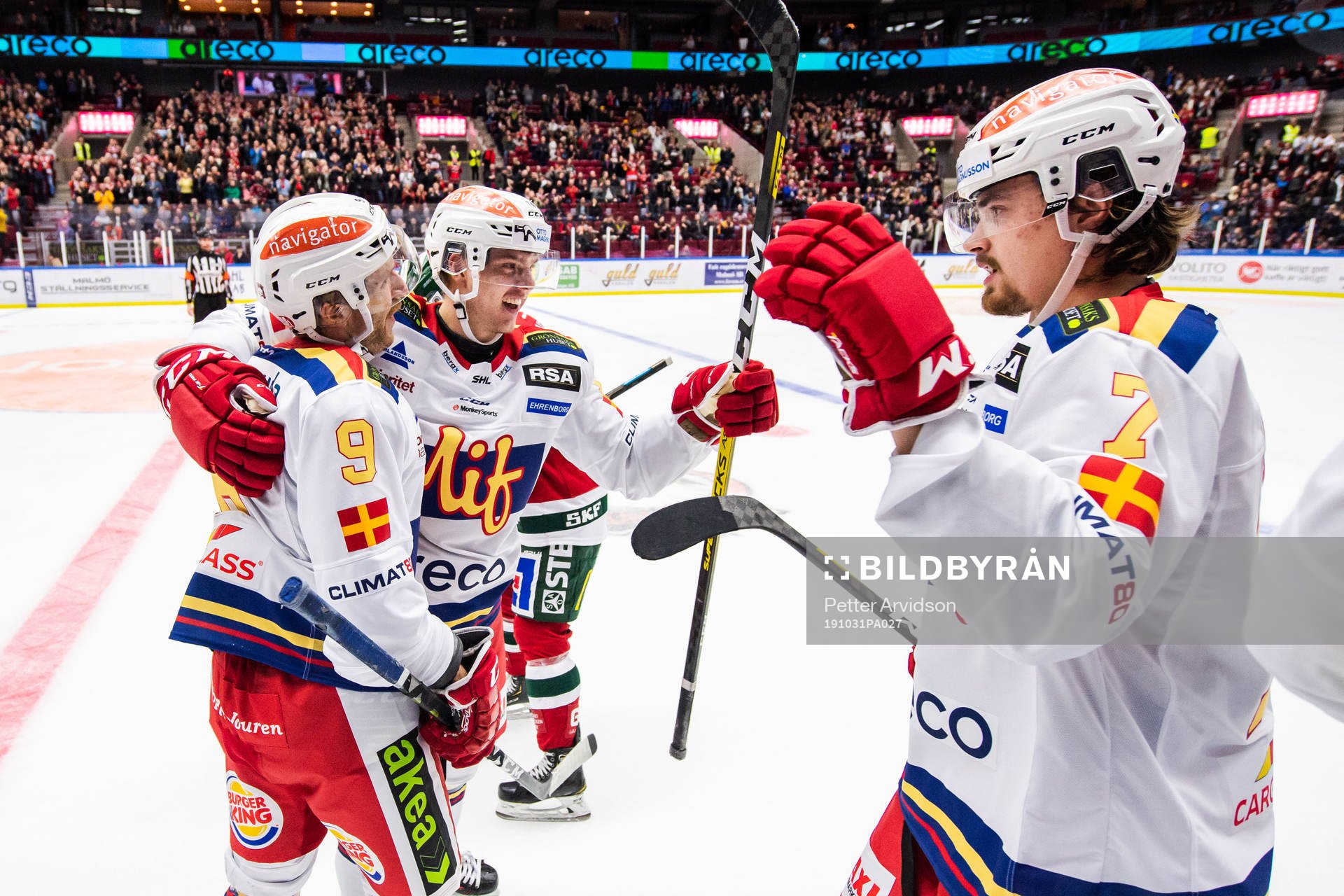 Malmö Redhawks Carl-Johan Lerby, Frederik Storm och Marcus