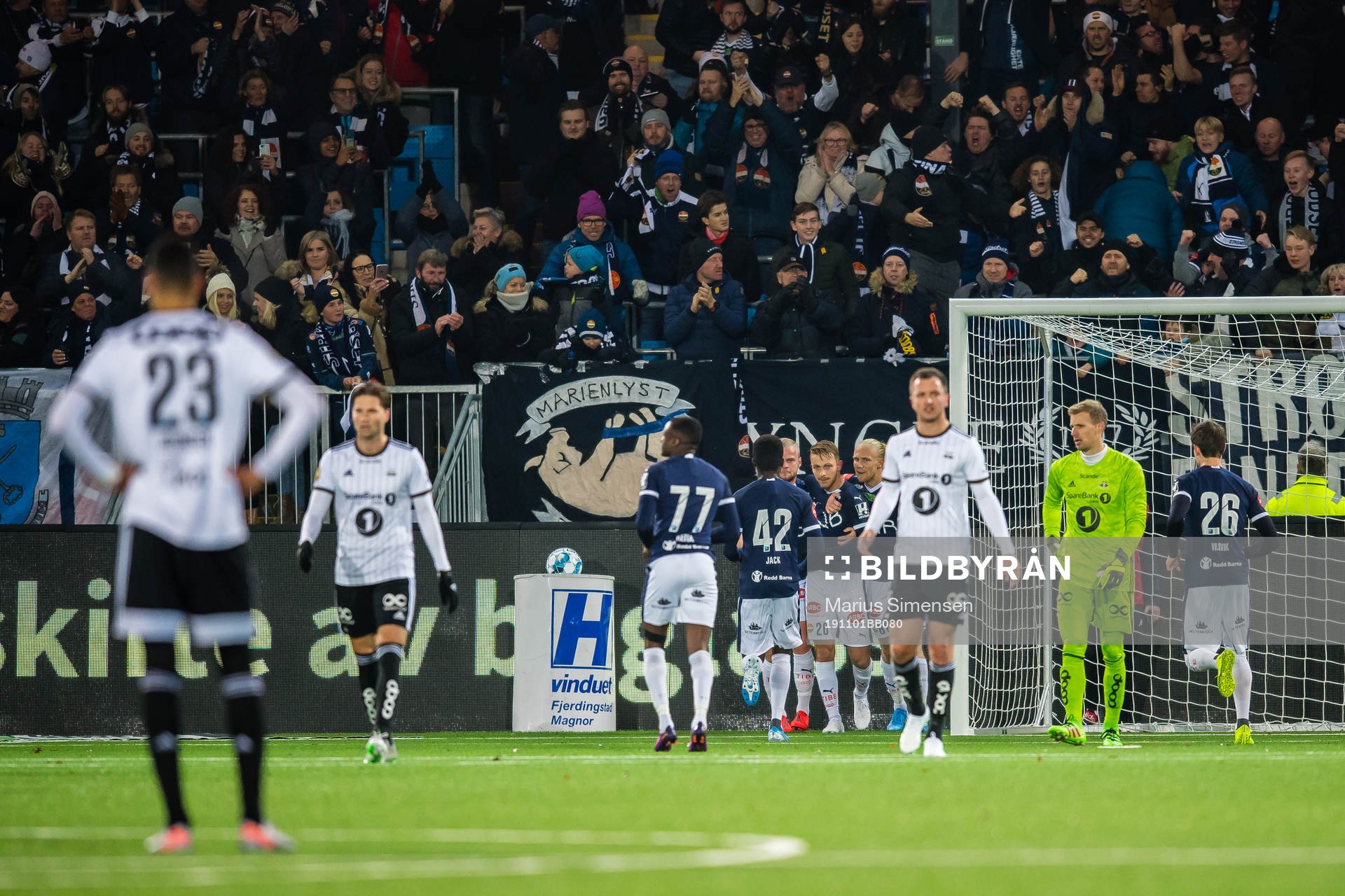 Mikkel Maigaard Jakobsen of Strømsgodset celebrates