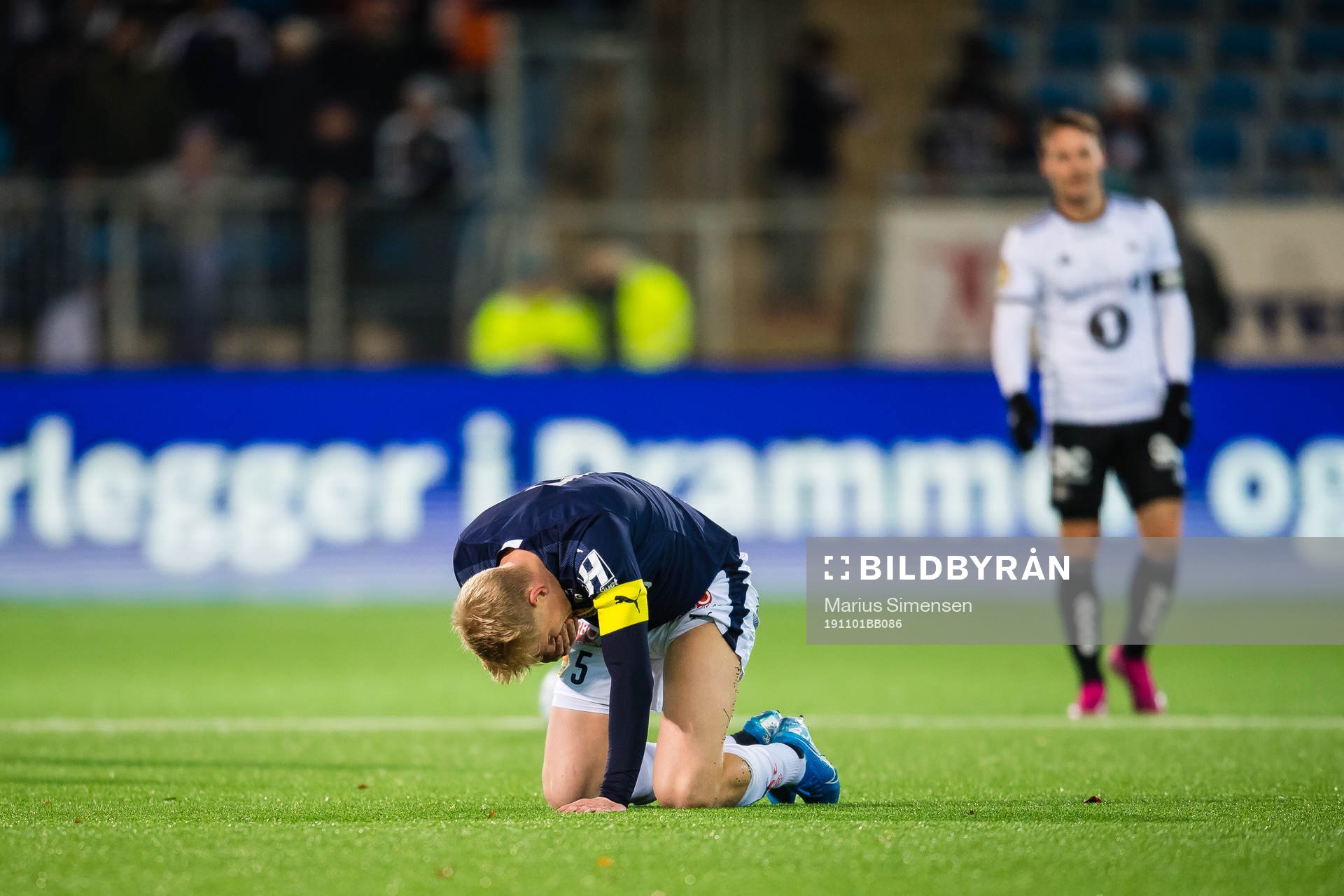 Jakob Glesnes of Strømsgodset in pain