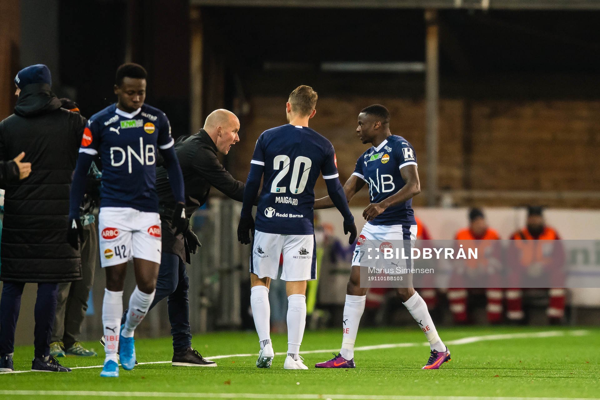 Muhamed Maudo Keita of Strømsgodset celebrates with Henrik
