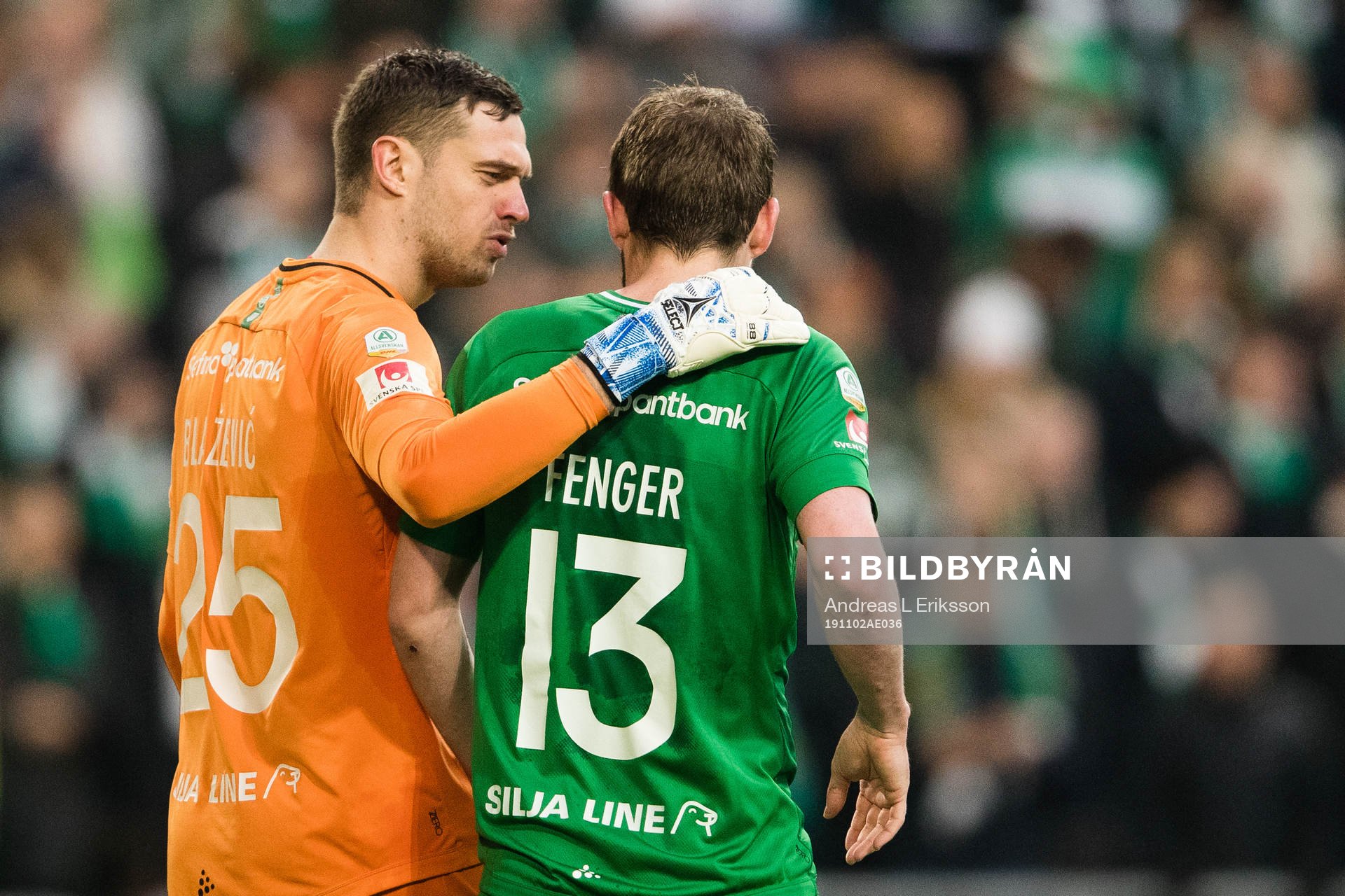 Hammarbys målvakt Davor Blazevic och Mads Fenger Nielsen