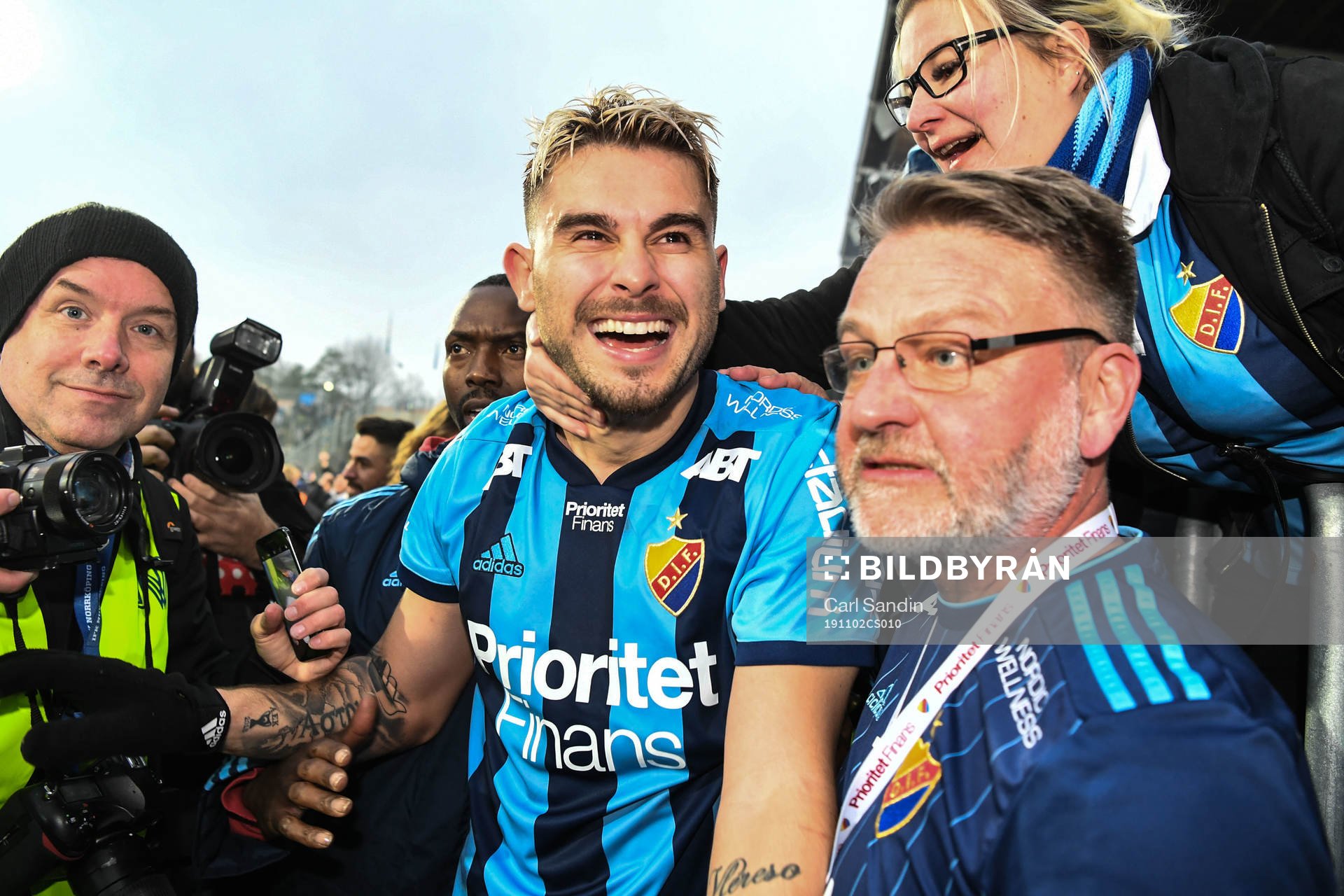 Djurgårdens Astrit Ajdarevic jublar efter fotbollsmatchen i Allsvenskan mellan IFK Norrköping och Djurgården den 2 november 2019 i Norrköping.