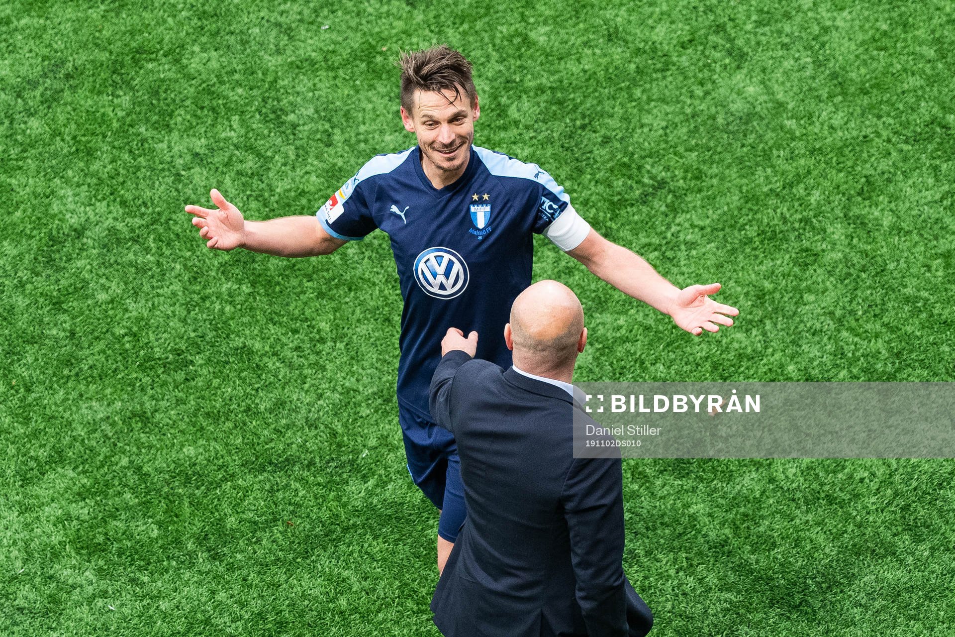 Malmö FFs Markus Rosenberg jublar med tränare Uwe Rösler