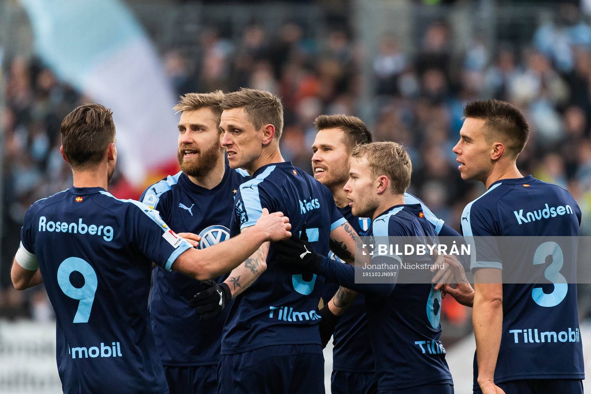 Malmö FFs Sören Rieks jublar med lagkamrater