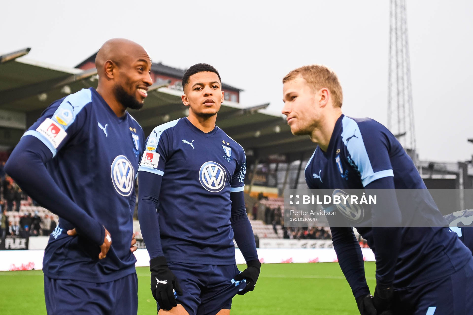 Malmö FFs Fouad Bachirou, Romain Gall och Oscar Lewicki