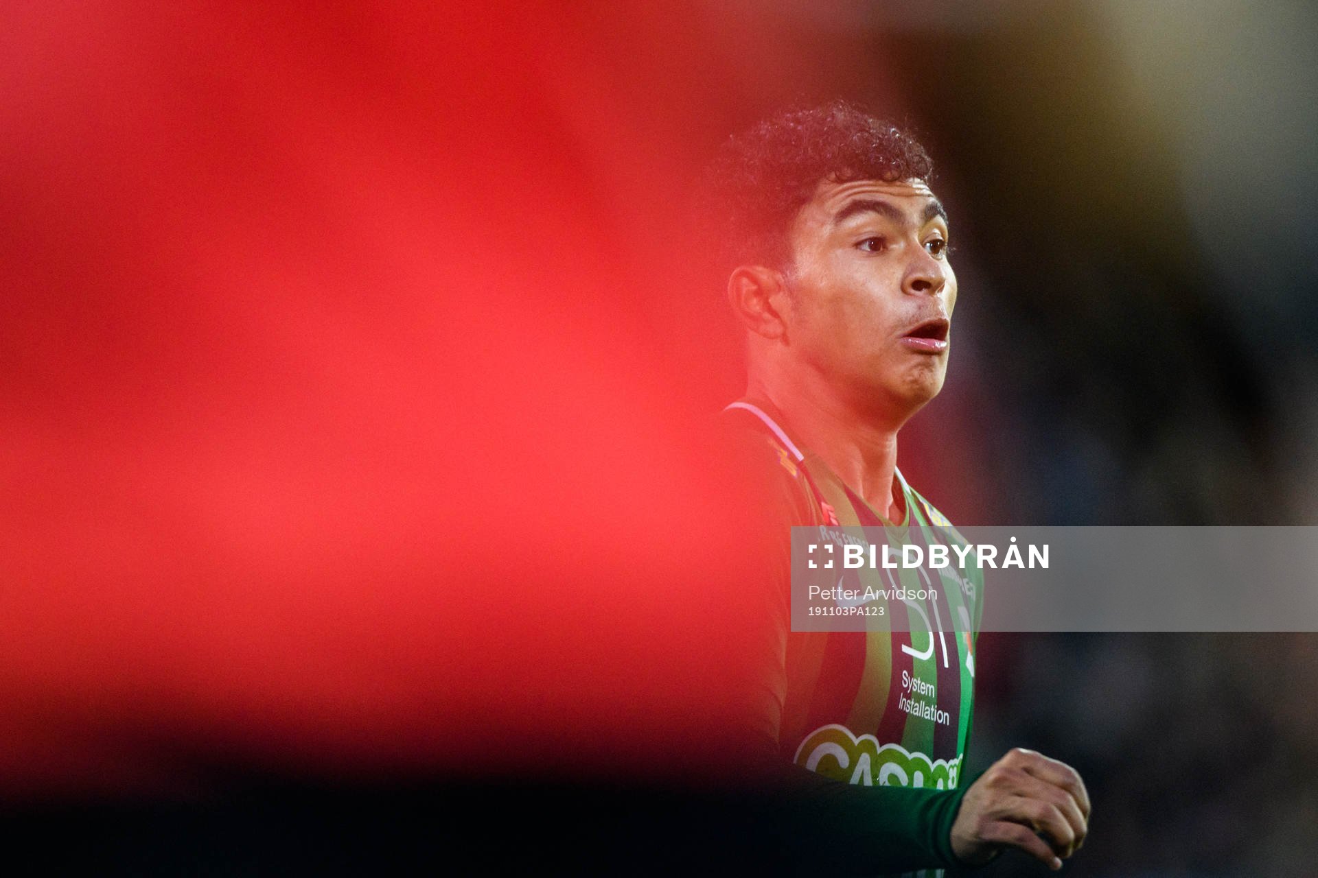 Varbergs Keanin Ayer Boya under fotbollsmatchen i Superettan mellan Varberg och Mjällby den 3 november 2019 i Varberg.