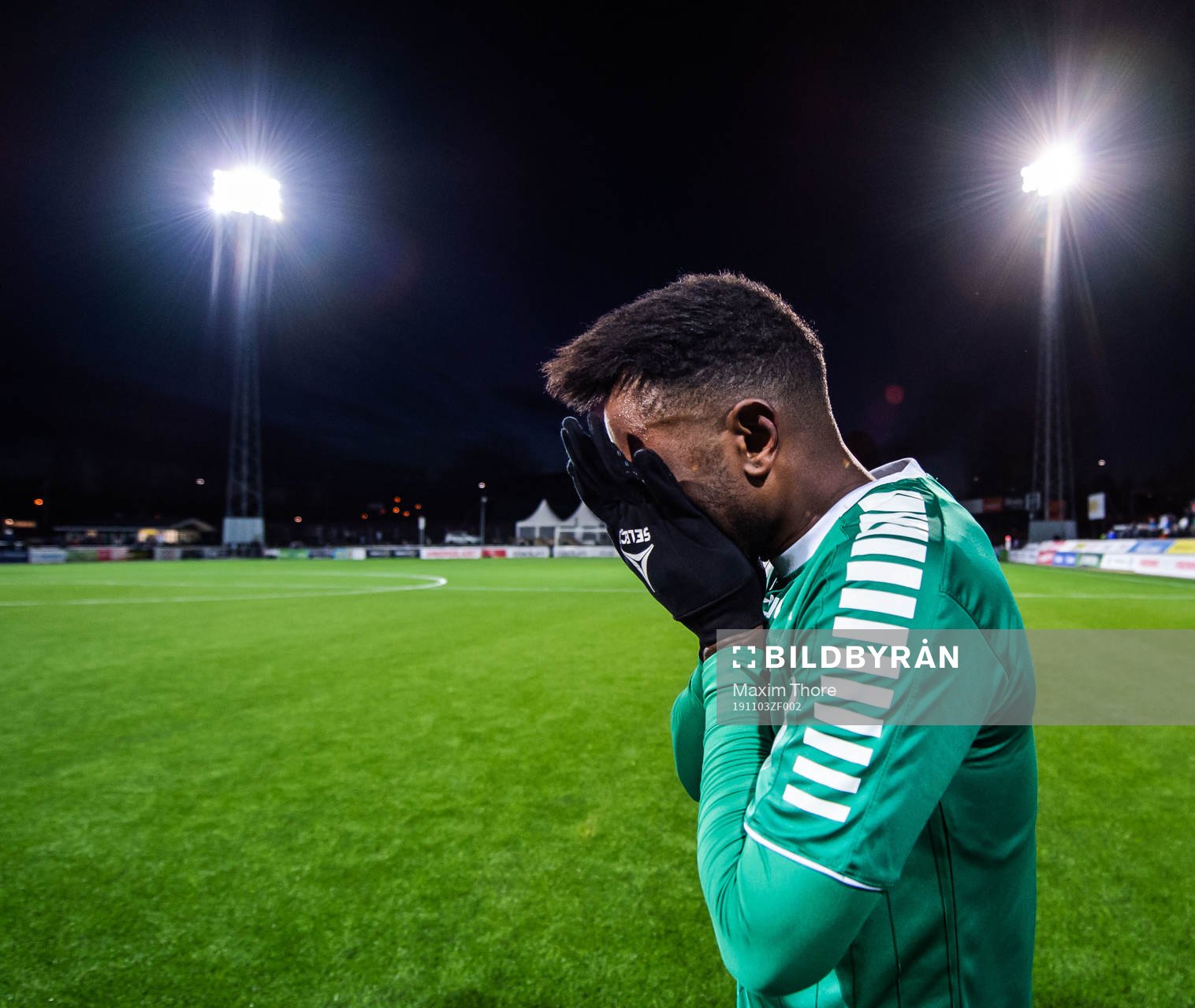 Brages Kristian Andersen efter fotbollsmatchen i Superettan mellan Brage och Västerås den 3 november 2019 i Borlänge.
