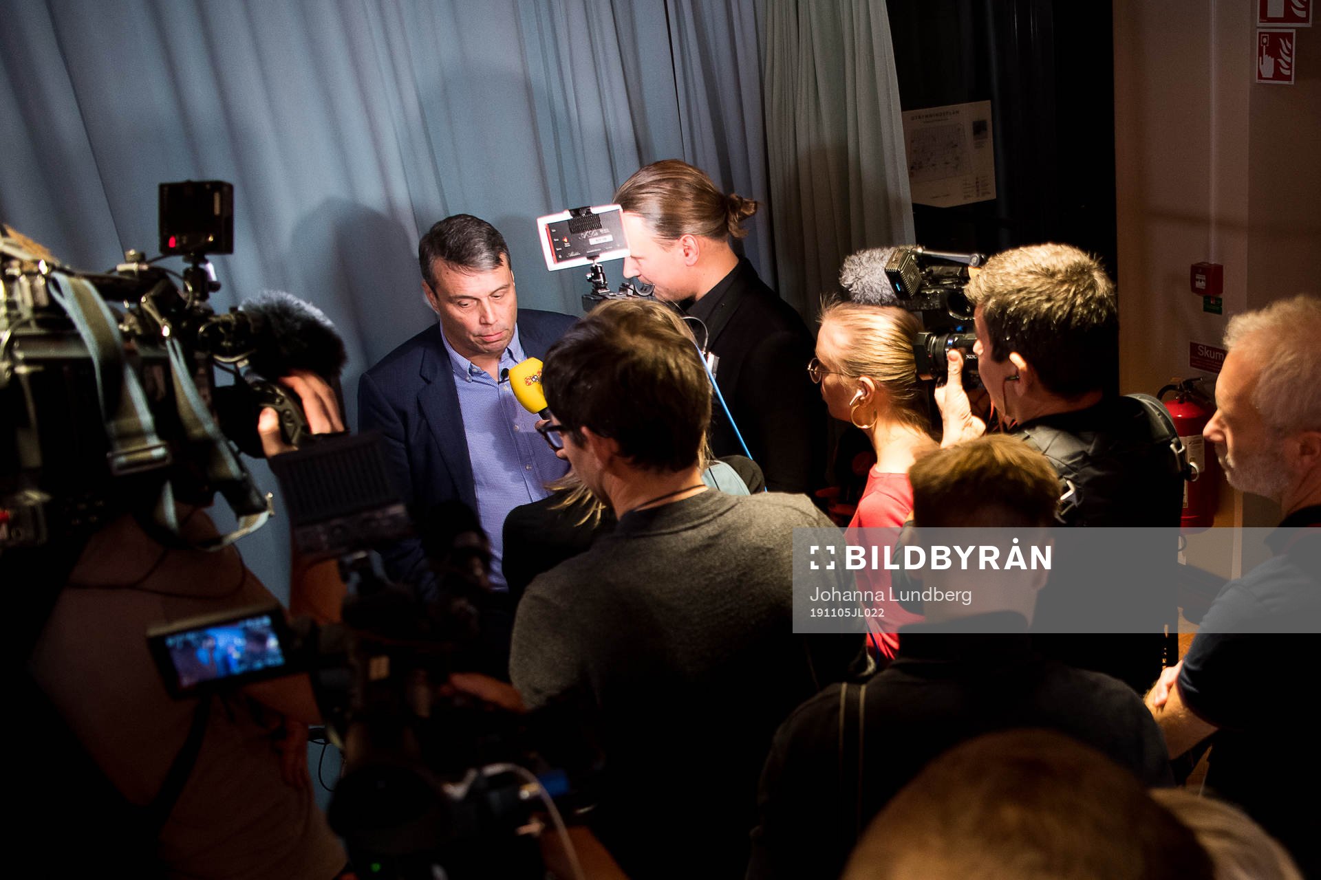 Östersunds tidigare ordförande Daniel Kindberg under en pressträff angående hans fängelsedom den 5 november 2019 i Stockholm.