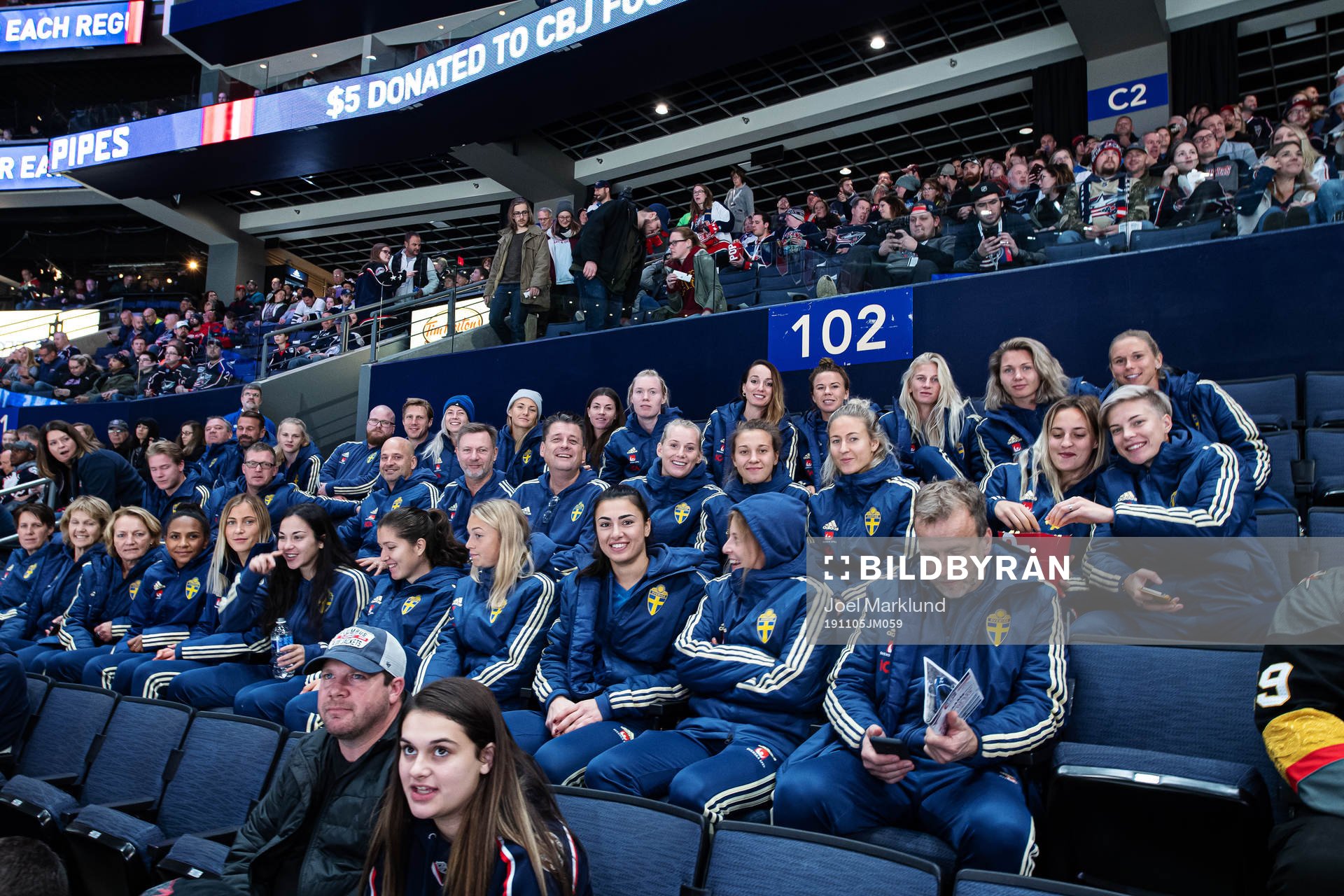 The Swedish women’s national football team attend the NHL
