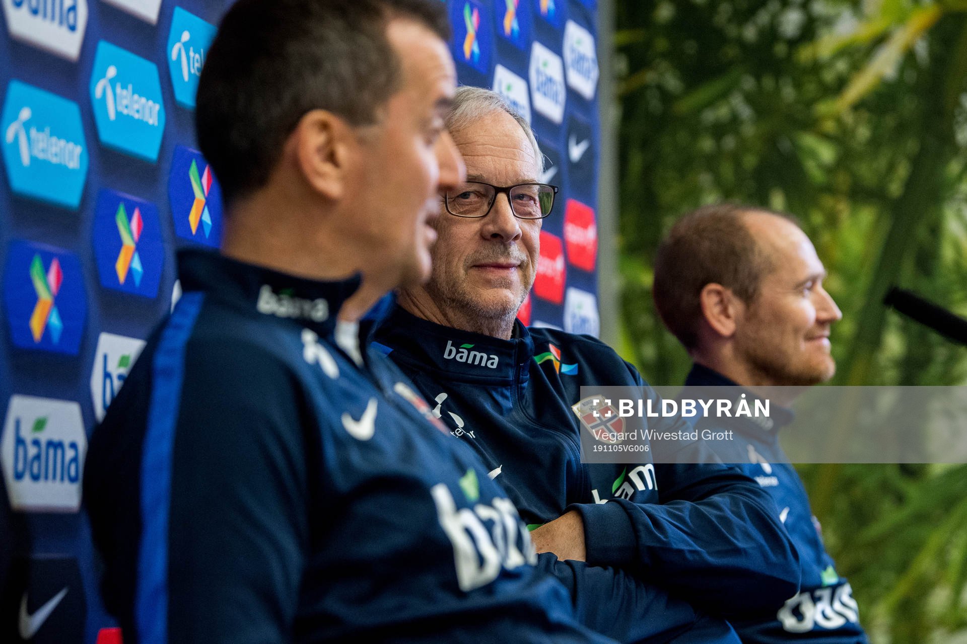 Lars Lagerbäck, head coach of Norway, presents the team