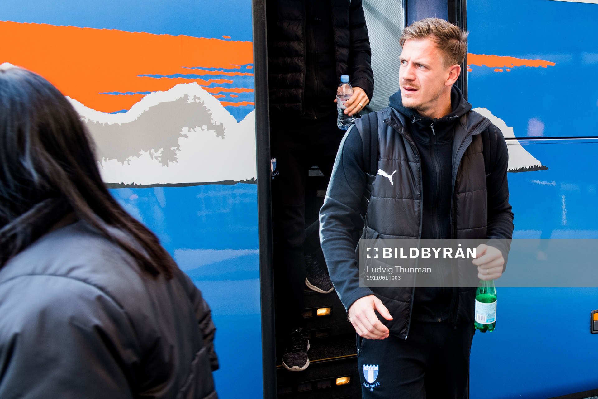 Goalkeeper Johan Dahlin of Malmö FF arrives at their hotel