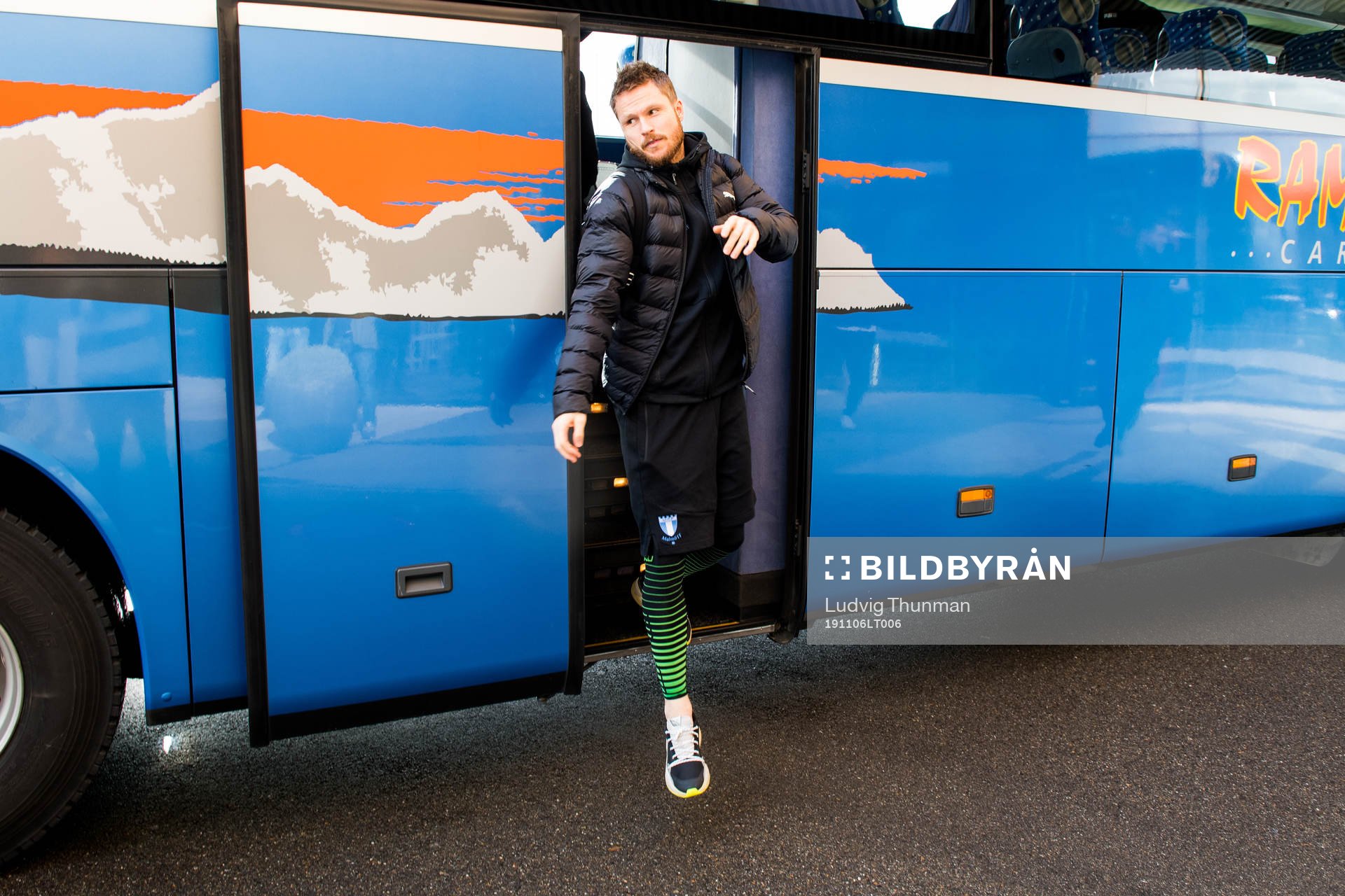 Lasse Nielsen of Malmö FF arrives at their hotel