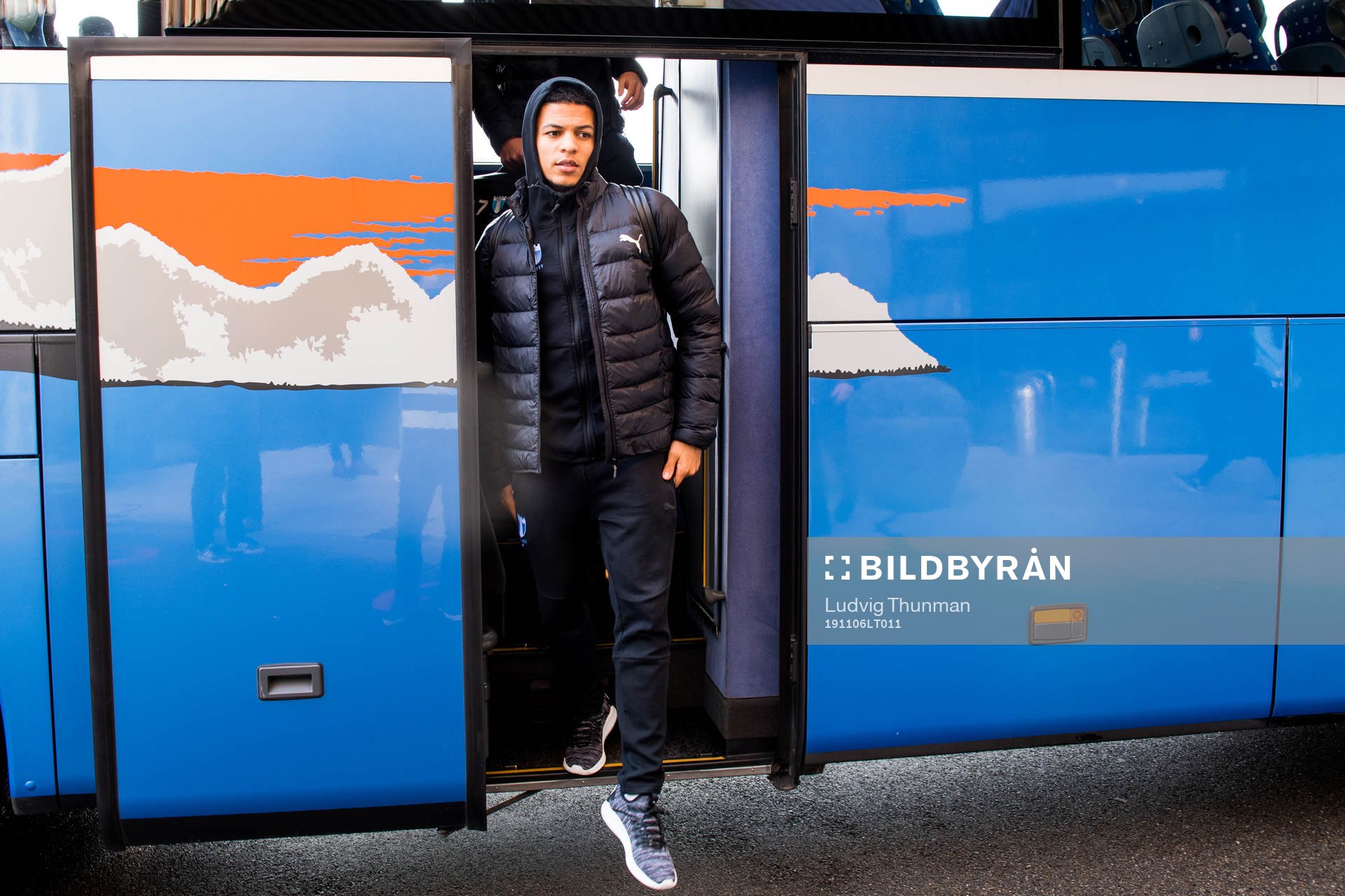 Romain Gall of Malmö FF arrives at their hotel