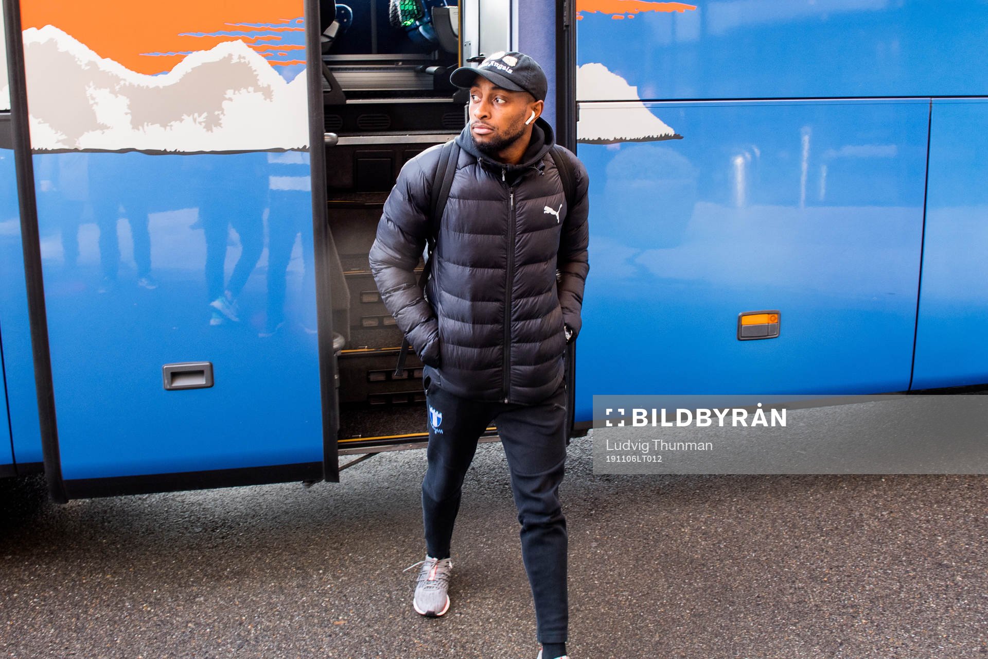 Fouad Bachirou of Malmö FF arrives at their hotel
