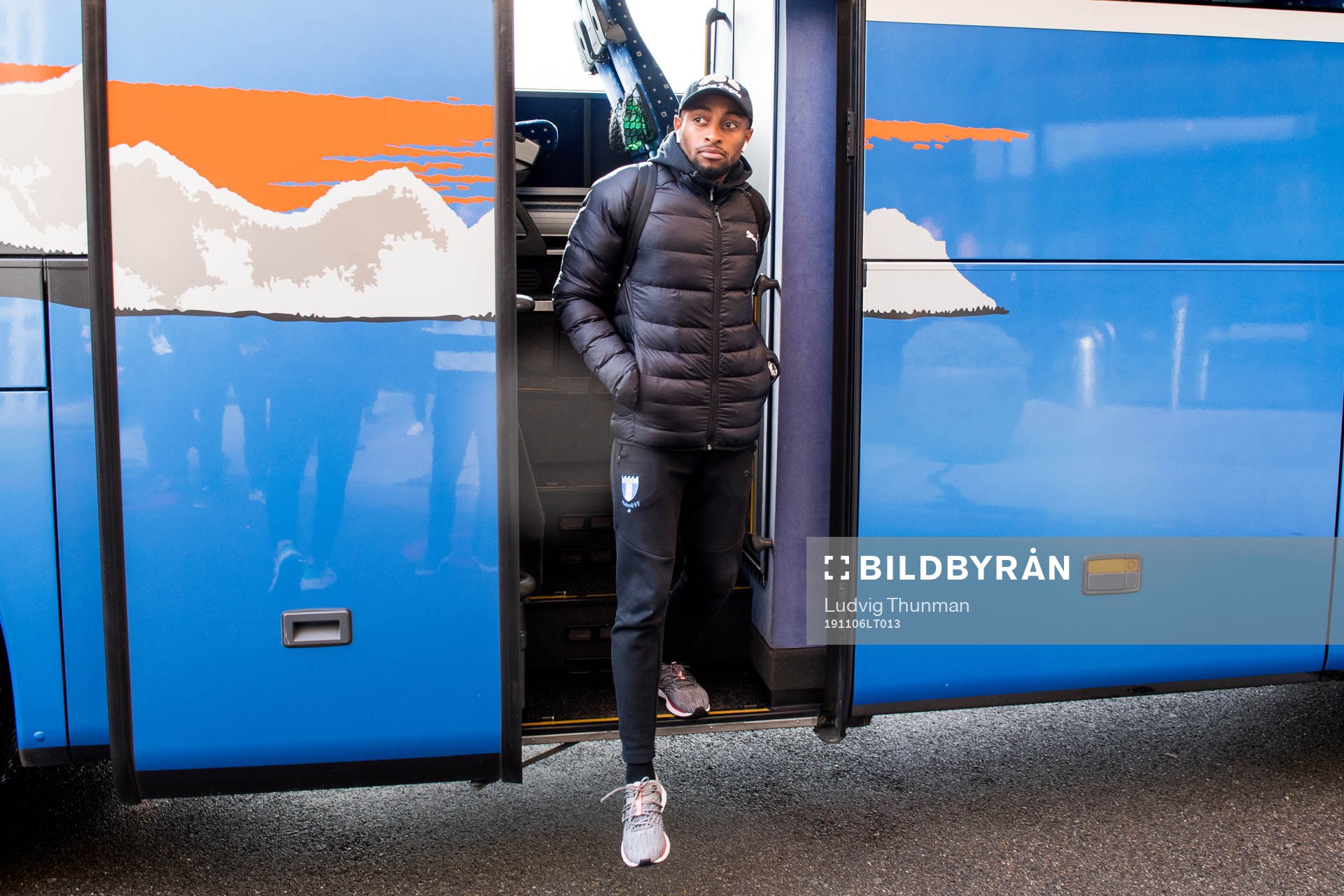 Fouad Bachirou of Malmö FF arrives at their hotel