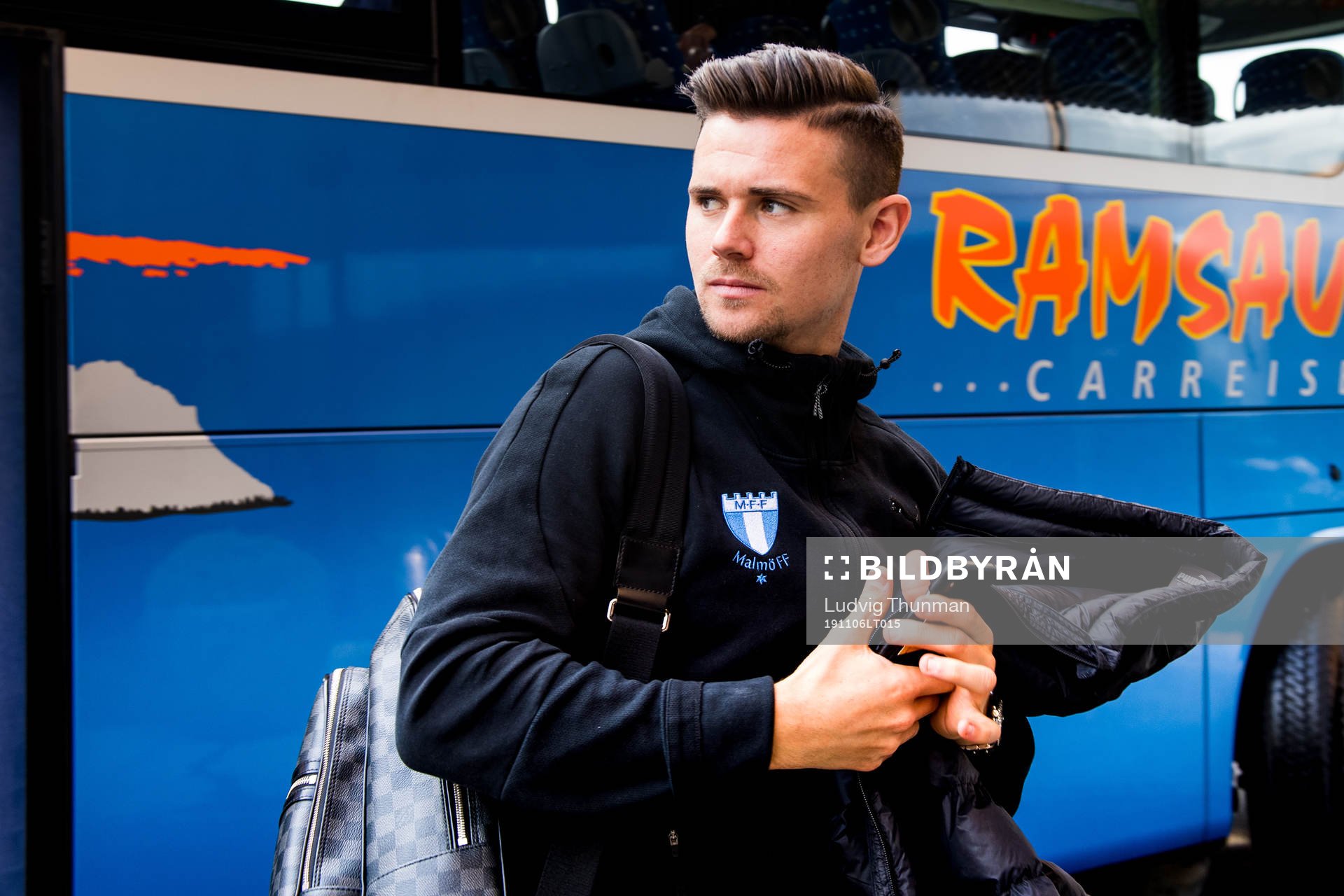 Marcus Antonsson of Malmö FF arrives at their hotel