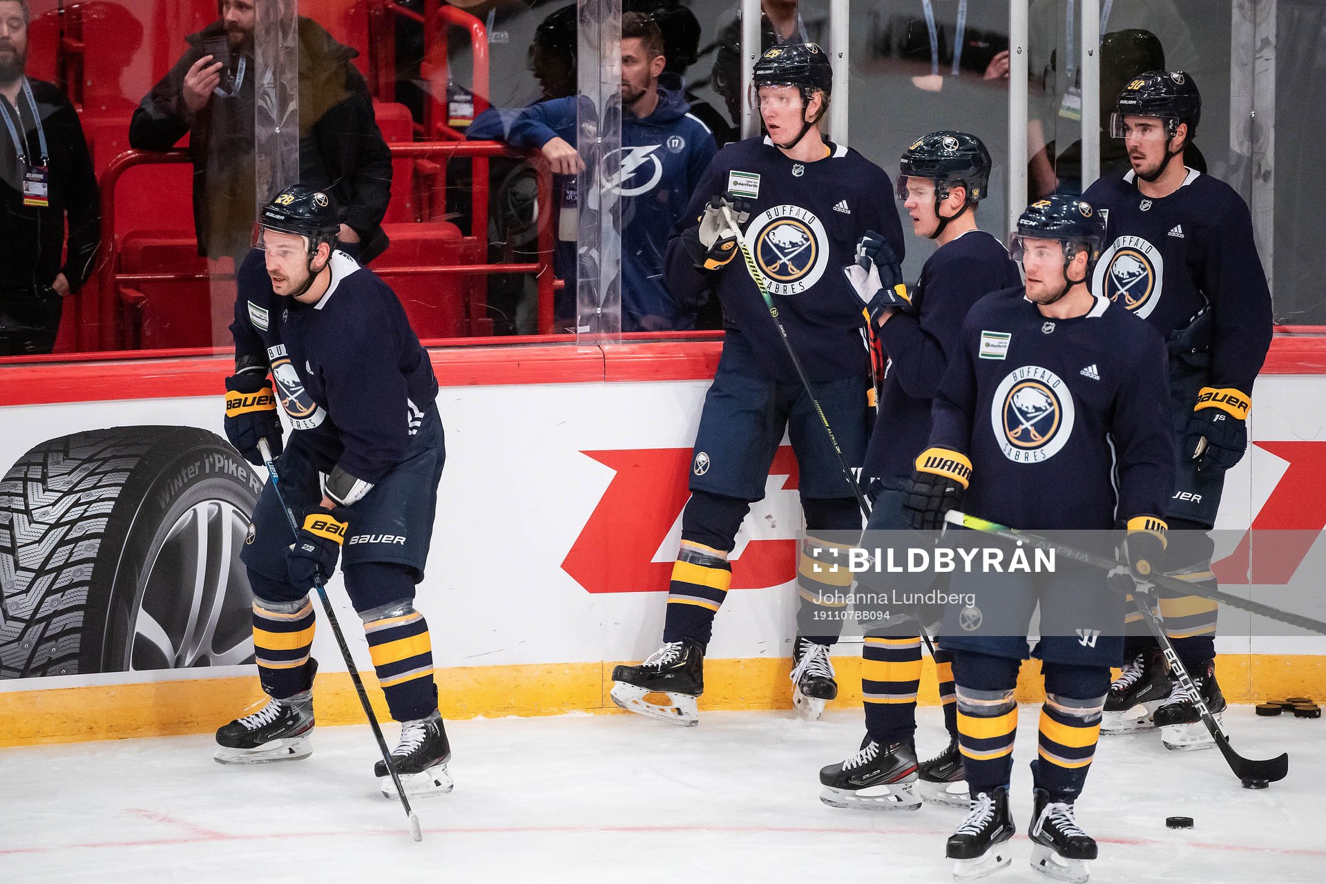 Zemgus Girgensons, Rasmus Dahlin, Johan Larsson and Marcus