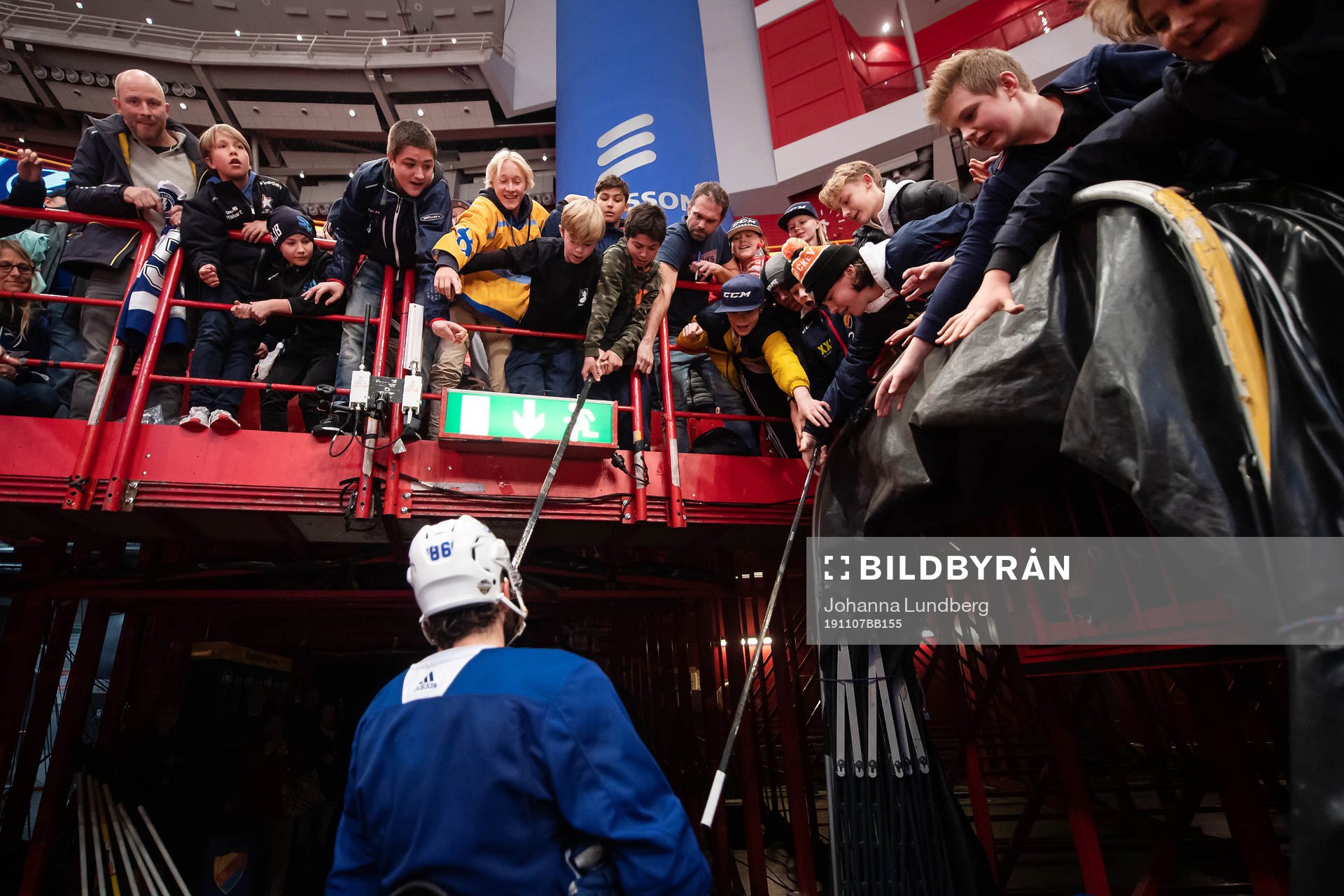 Nikita Kucherov of Tampa Bay Lightning gives away sticks