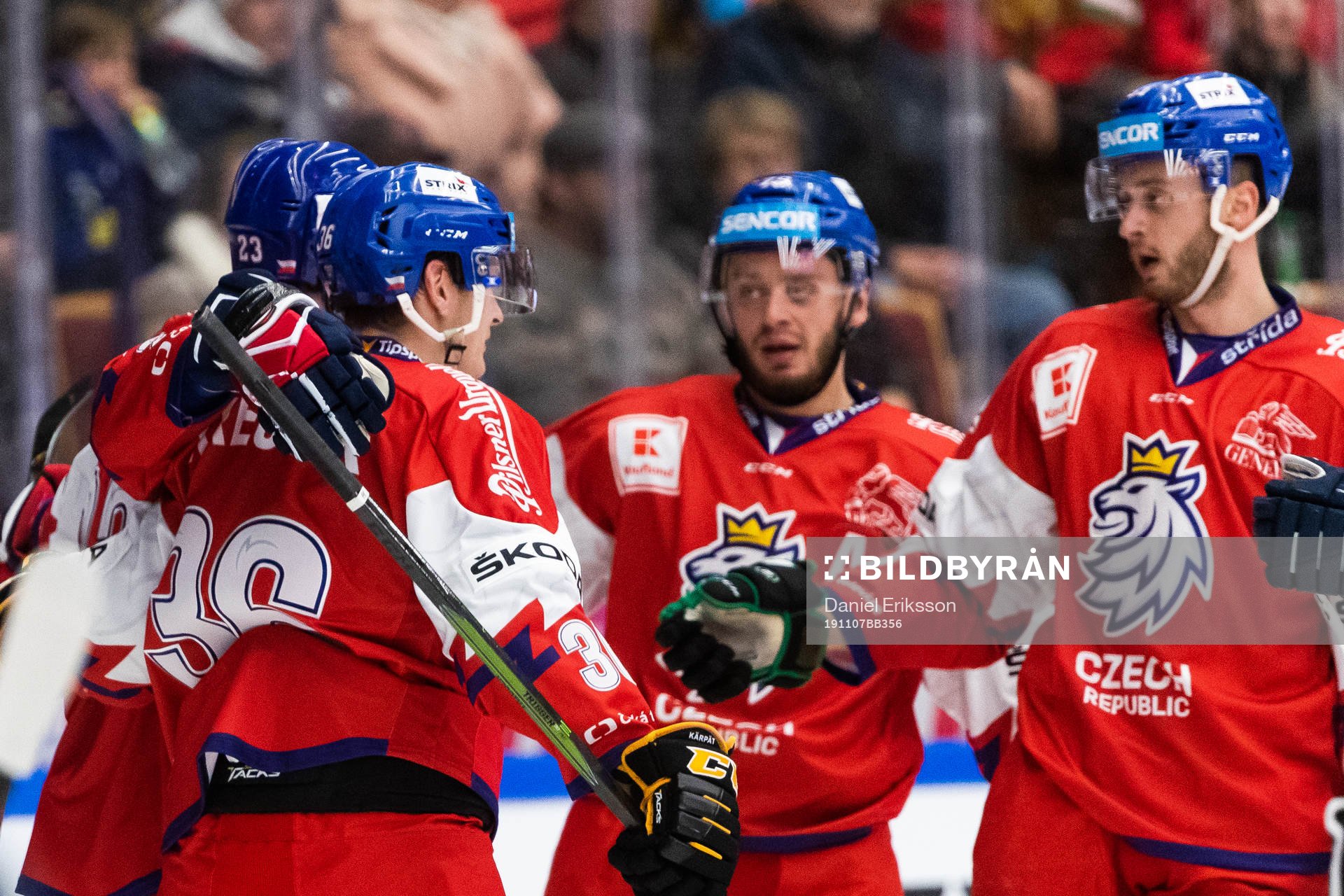 Dmitri Jaskin of Czech Republic celebrates with team mates