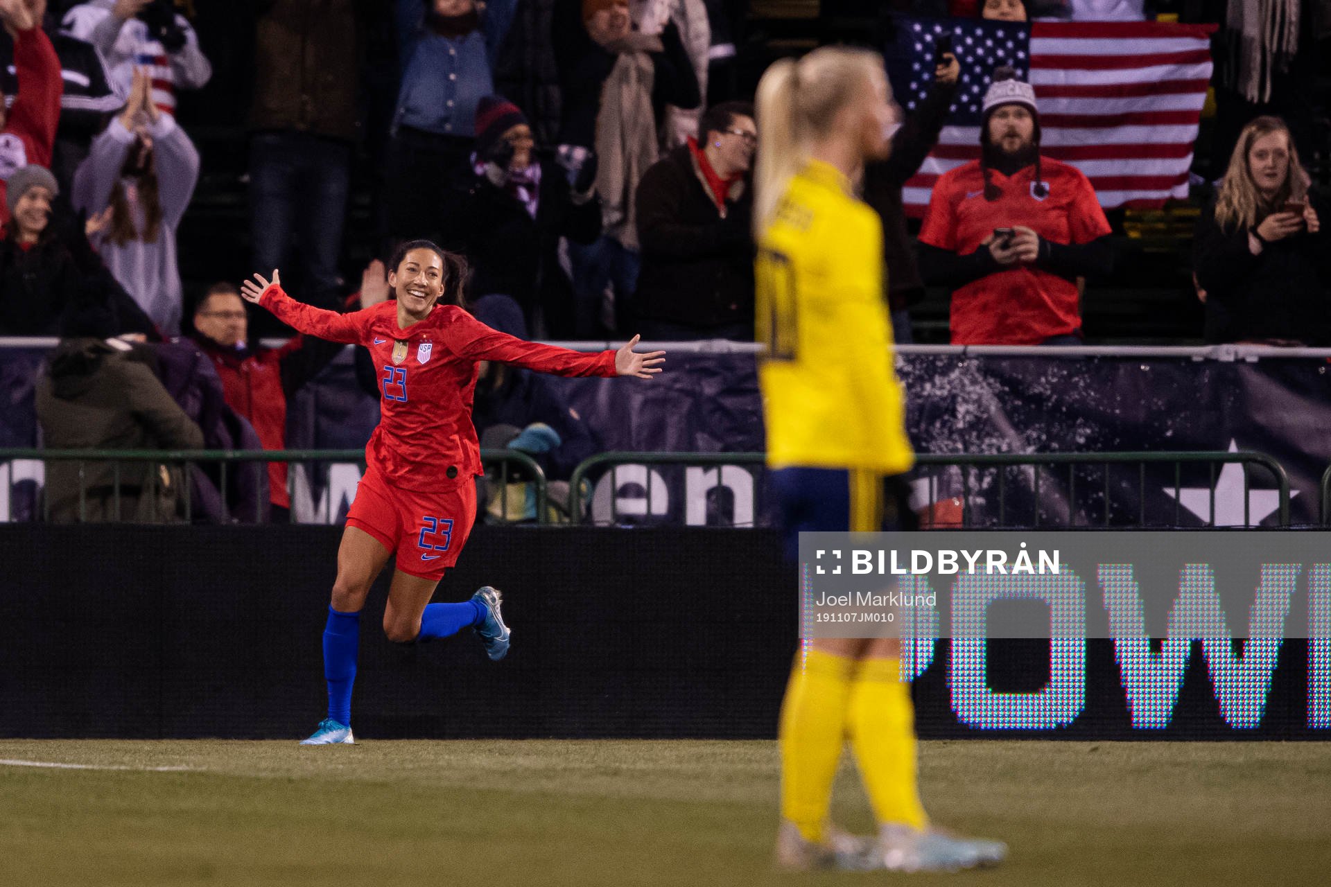 Christen Press of USA celebrates the 2-0 goal