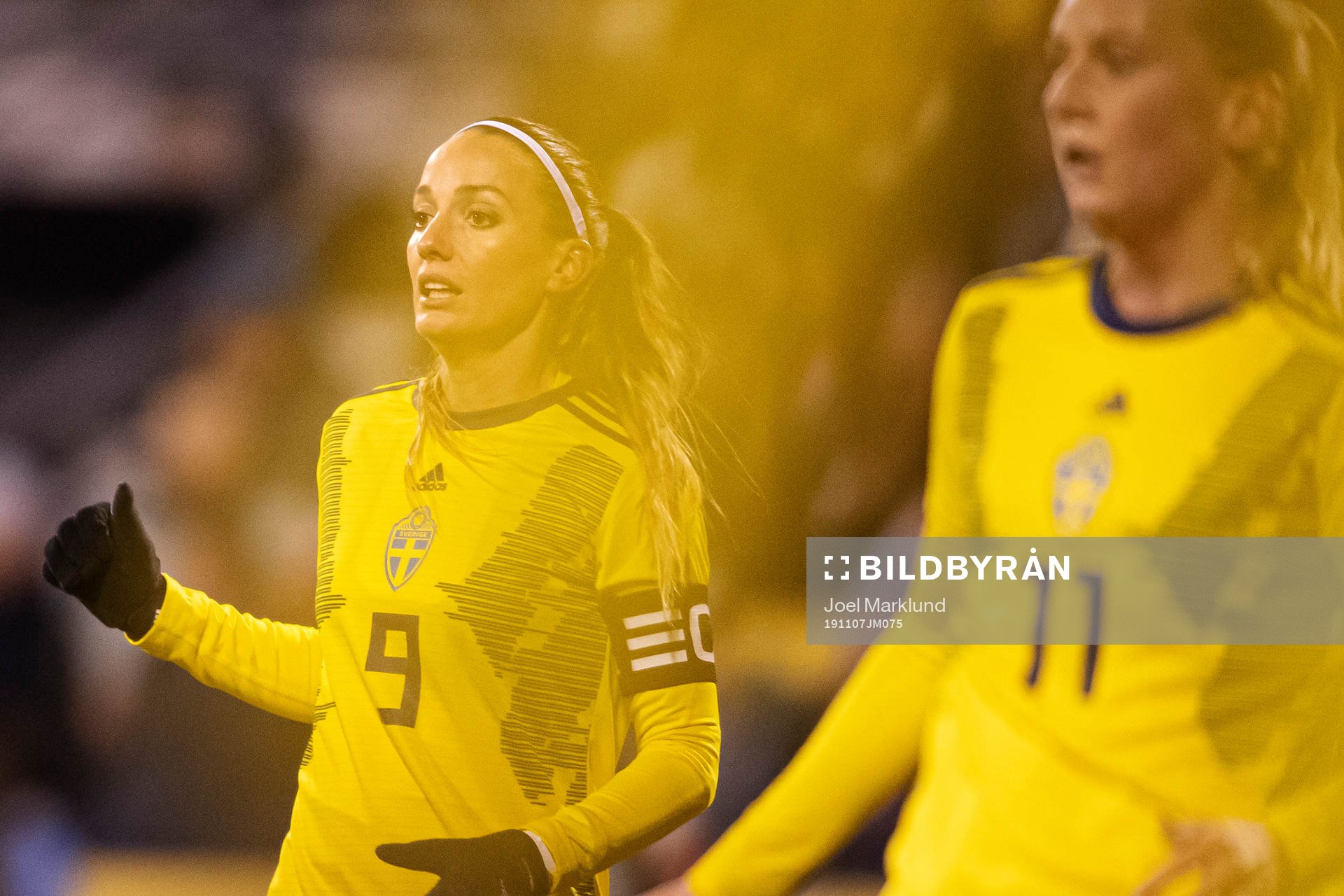 Kosovare Asllani and Stina Blackstenius of Sweden