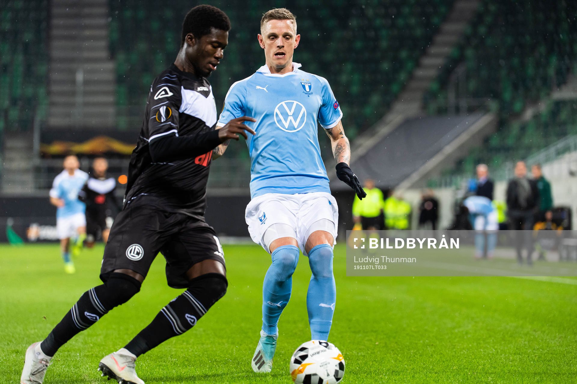 Guy Eloge Koffi Yao of Lugano and Sören Rieks of Malmö FF