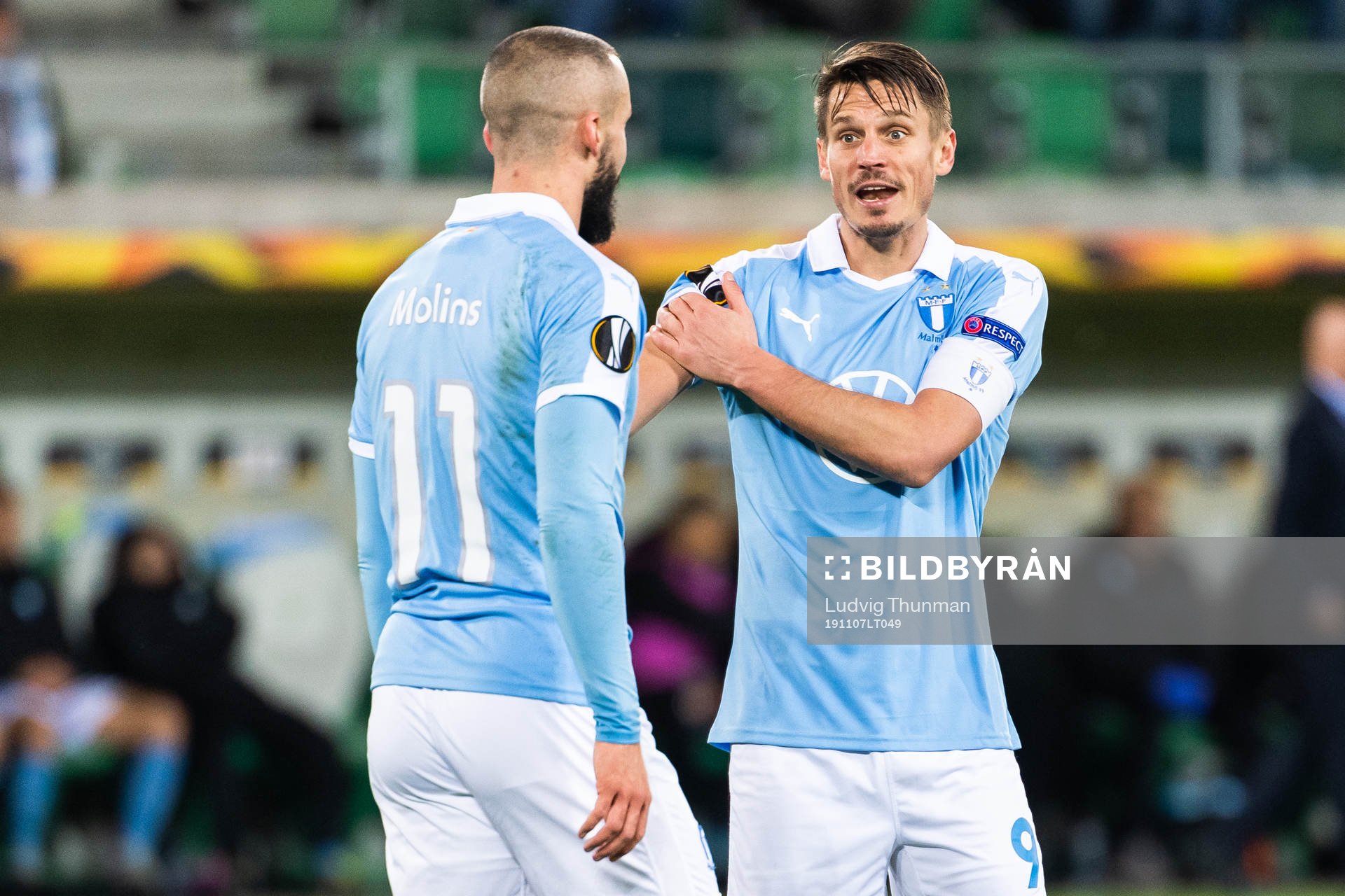 Guillermo Molins and Markus Rosenberg of Malmö FF in a