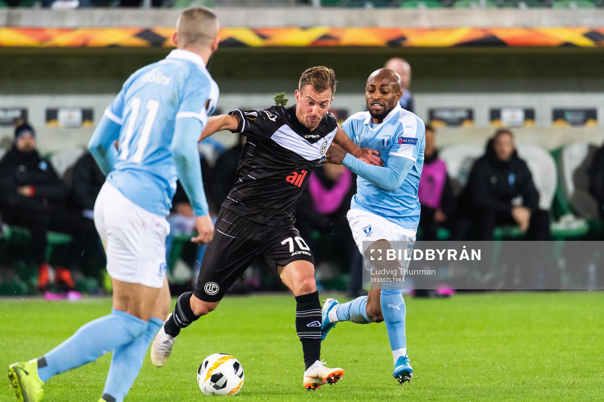 Marco Aratore of Lugano and Fouad Bachirou of Malmö FF