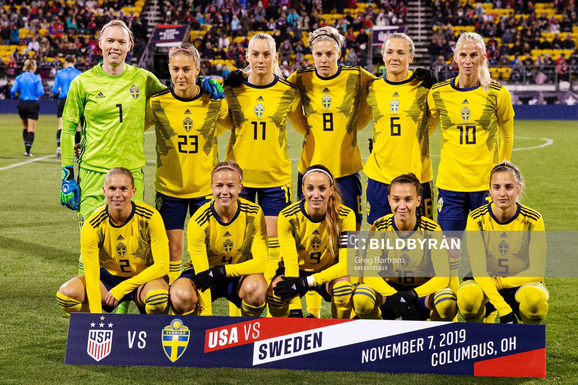 Players of Sweden are lined up for a team photo