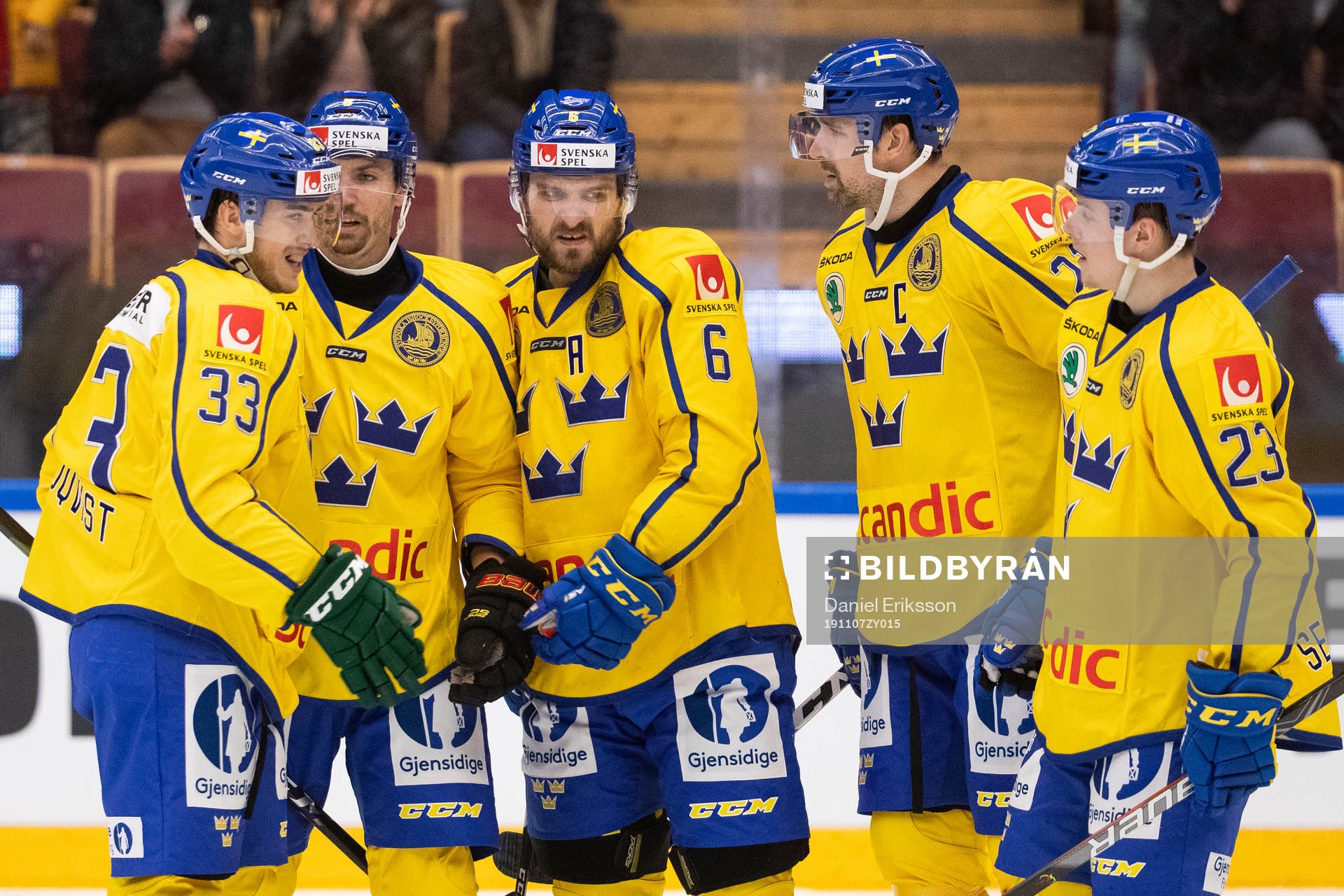 Mikael Wikstrand of Sweden cheering with Anton Rödin of