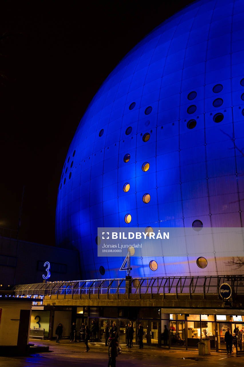 Exterior view of Globen arena prior to the NHL regular