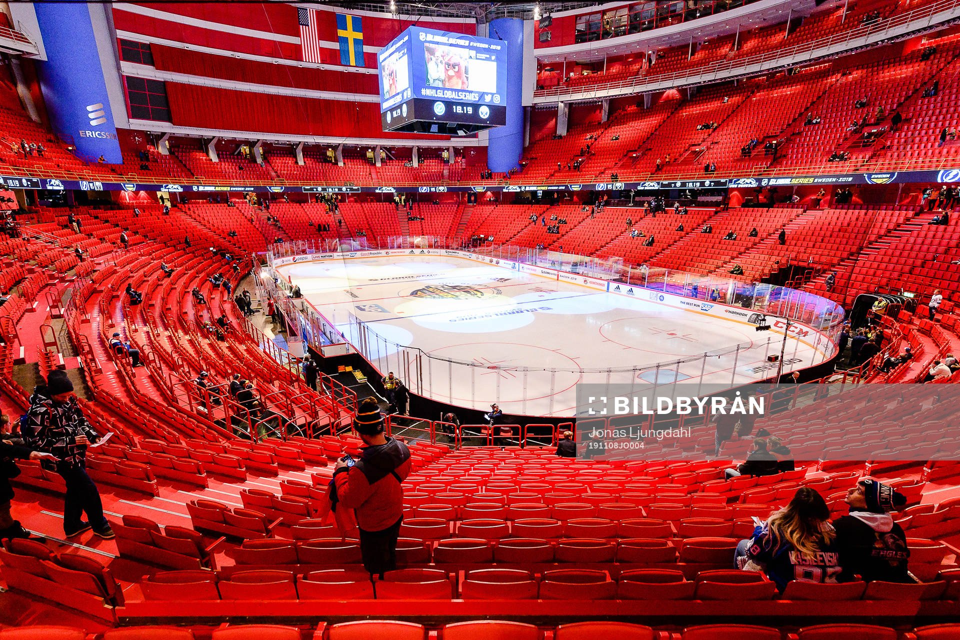 Interior view from Globen arena prior to the NHL regular