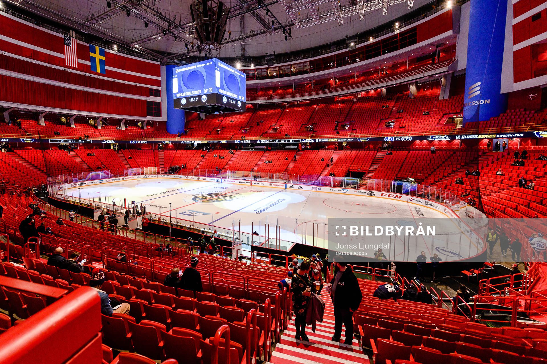 Interior view from Globen arena prior to the NHL regular