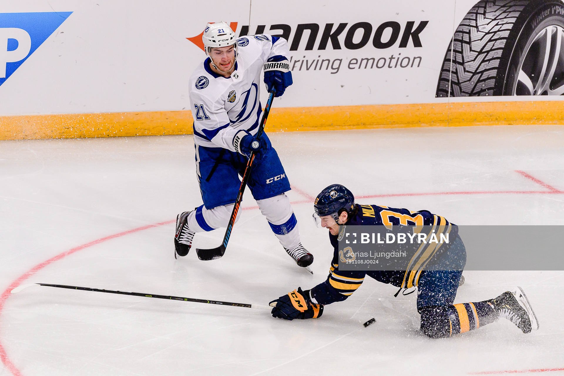 Brayden Point of Tampa Bay Lightning and Colin Miller of