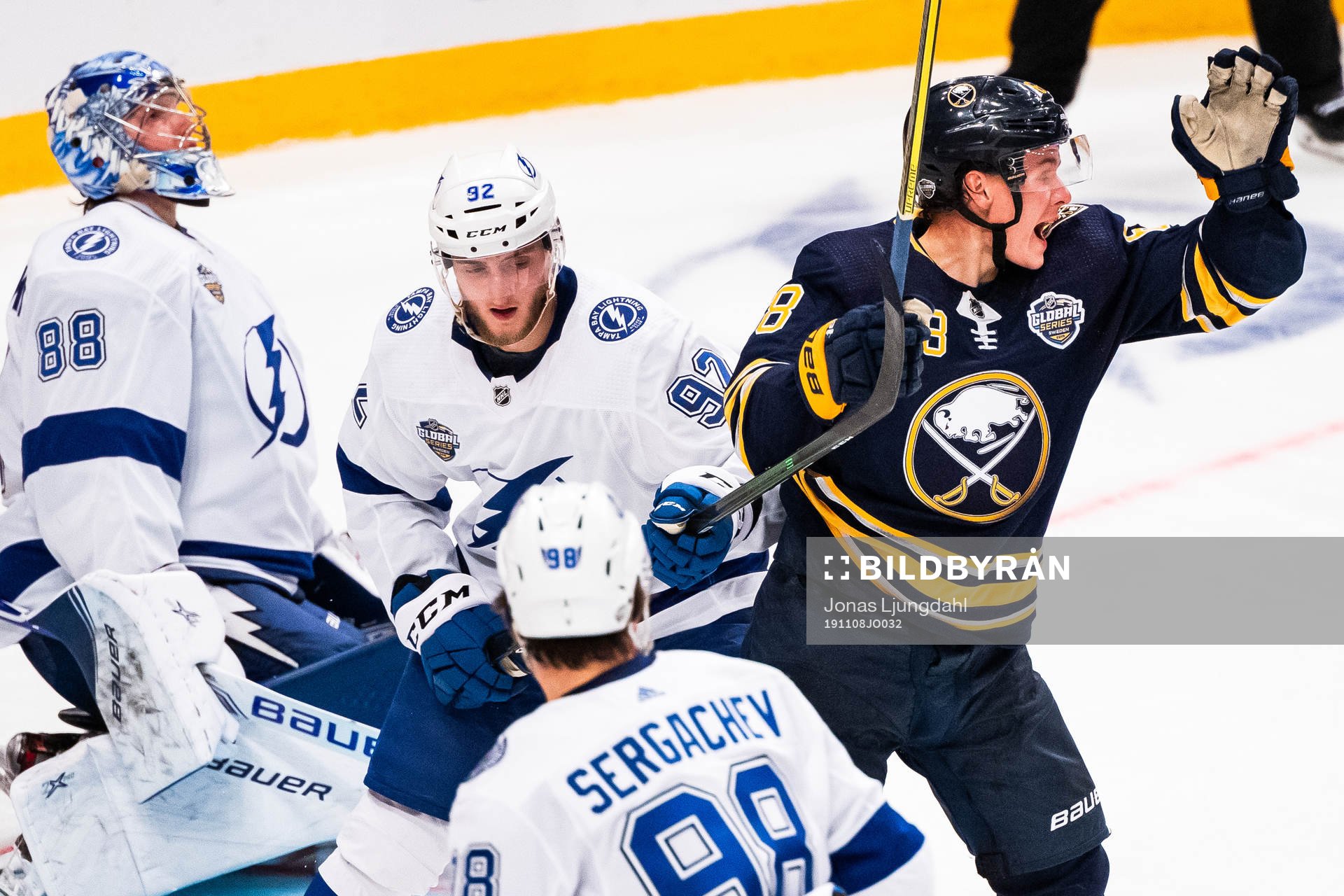 of Buffalo Sabres Victor Olofsson celebrates