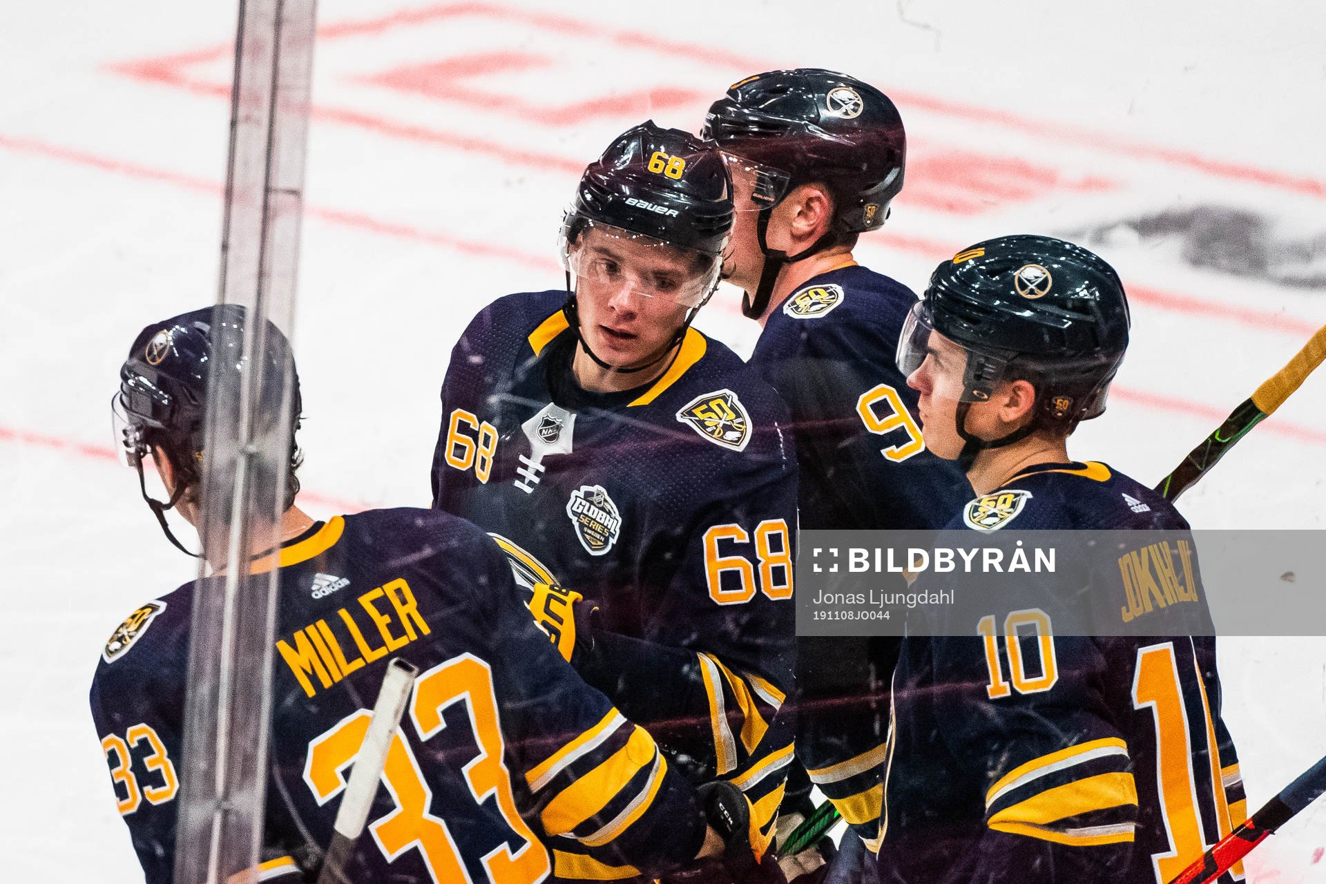 Victor Olofsson of Buffalo Sabres celebrates with Colin